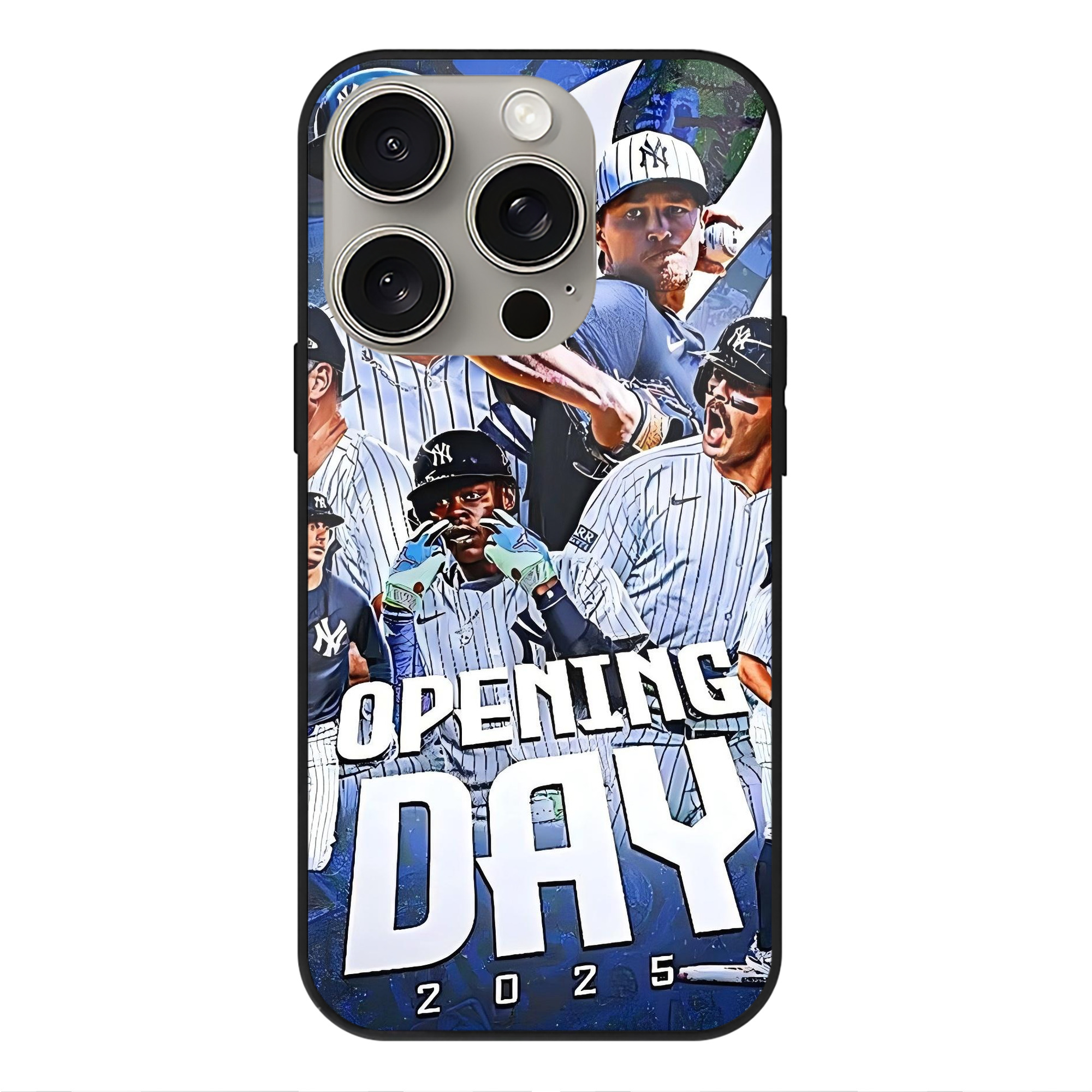 New York Yankees 215 IPhone 15 Pro Mirror Phone Case – UV Printed Glass + TPU – Scratch-Resistant, Wireless Charging Compatible, Precise Fit & Stylish Design