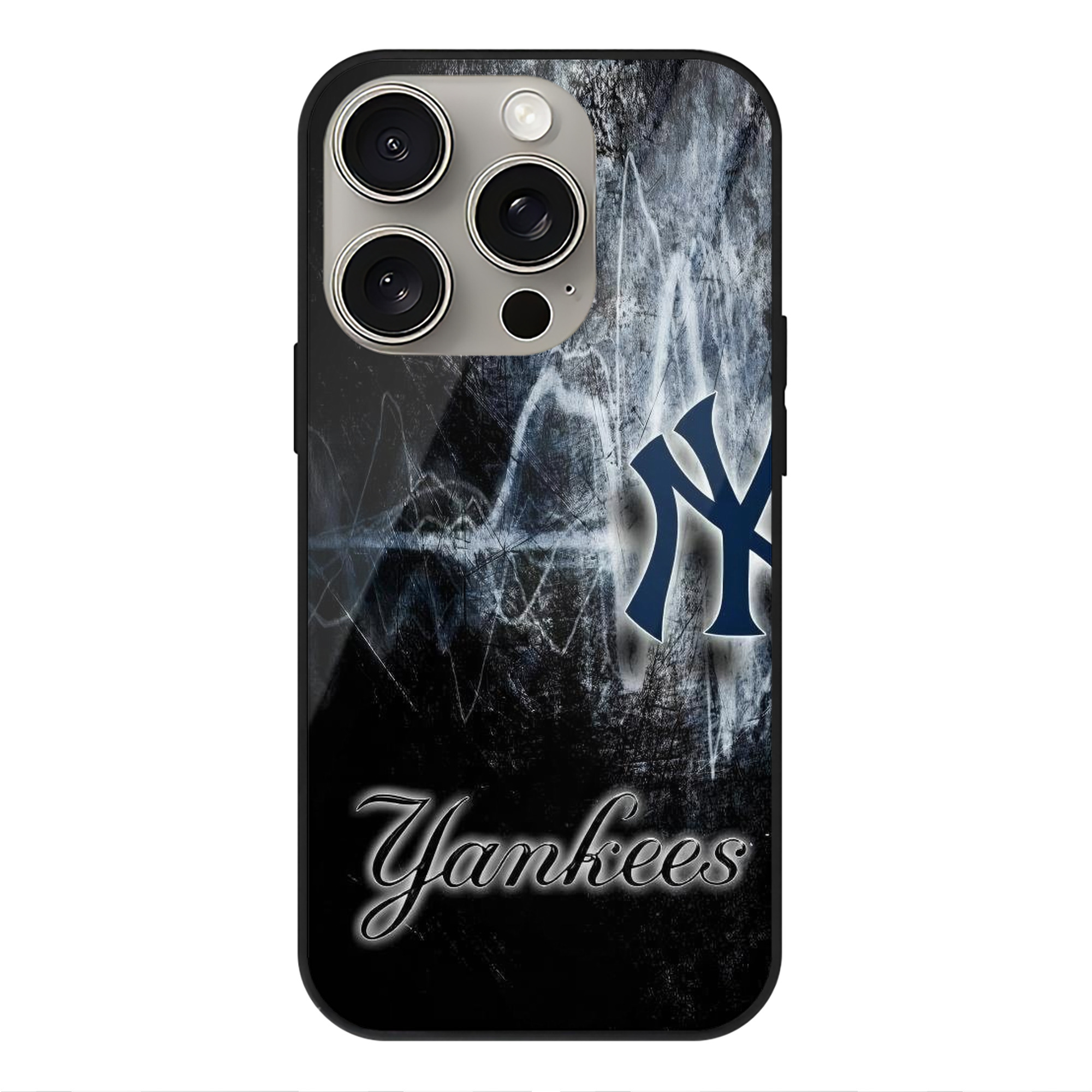 New York Yankees 146 IPhone 15 Pro Mirror Phone Case – UV Printed Glass + TPU – Scratch-Resistant, Wireless Charging Compatible, Precise Fit & Stylish Design