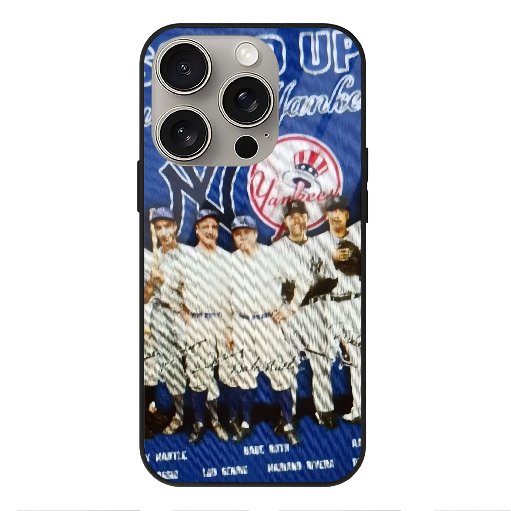 New York Yankees 312 IPhone 15 Pro Mirror Phone Case – UV Printed Glass + TPU – Scratch-Resistant, Wireless Charging Compatible, Precise Fit & Stylish Design