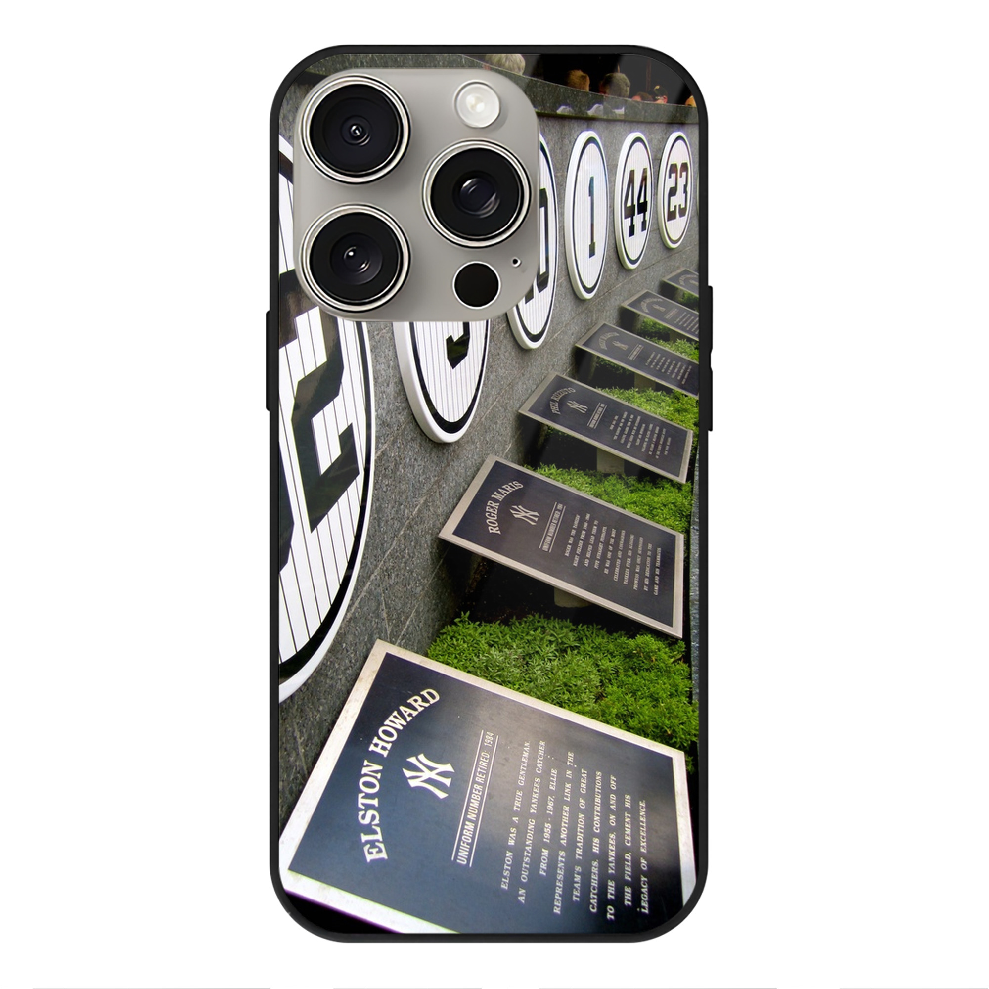 New York Yankees 253 IPhone 15 Pro Mirror Phone Case – UV Printed Glass + TPU – Scratch-Resistant, Wireless Charging Compatible, Precise Fit & Stylish Design