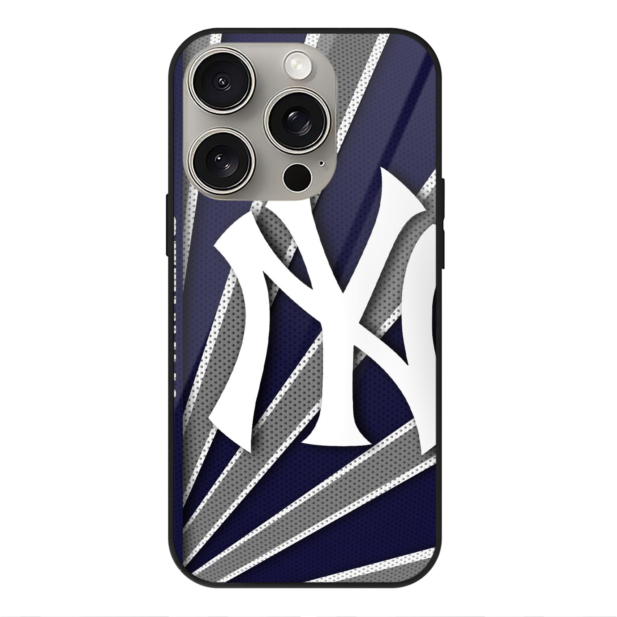 New York Yankees 321 IPhone 15 Pro Mirror Phone Case – UV Printed Glass + TPU – Scratch-Resistant, Wireless Charging Compatible, Precise Fit & Stylish Design