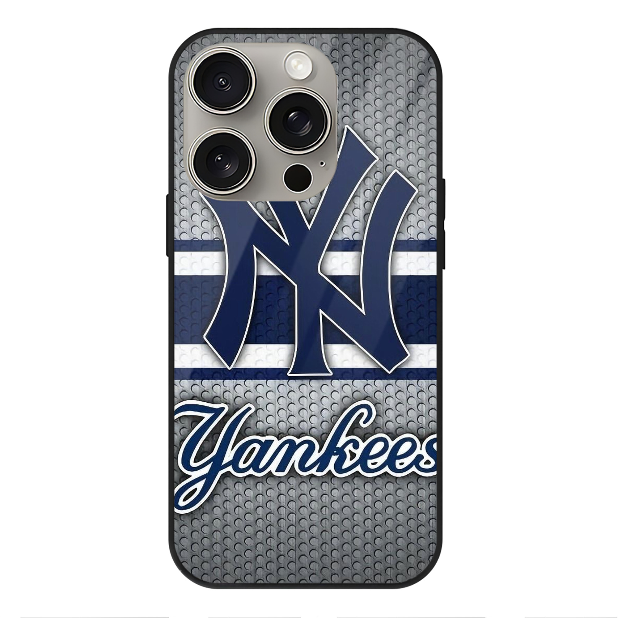 New York Yankees 311 IPhone 15 Pro Mirror Phone Case – UV Printed Glass + TPU – Scratch-Resistant, Wireless Charging Compatible, Precise Fit & Stylish Design