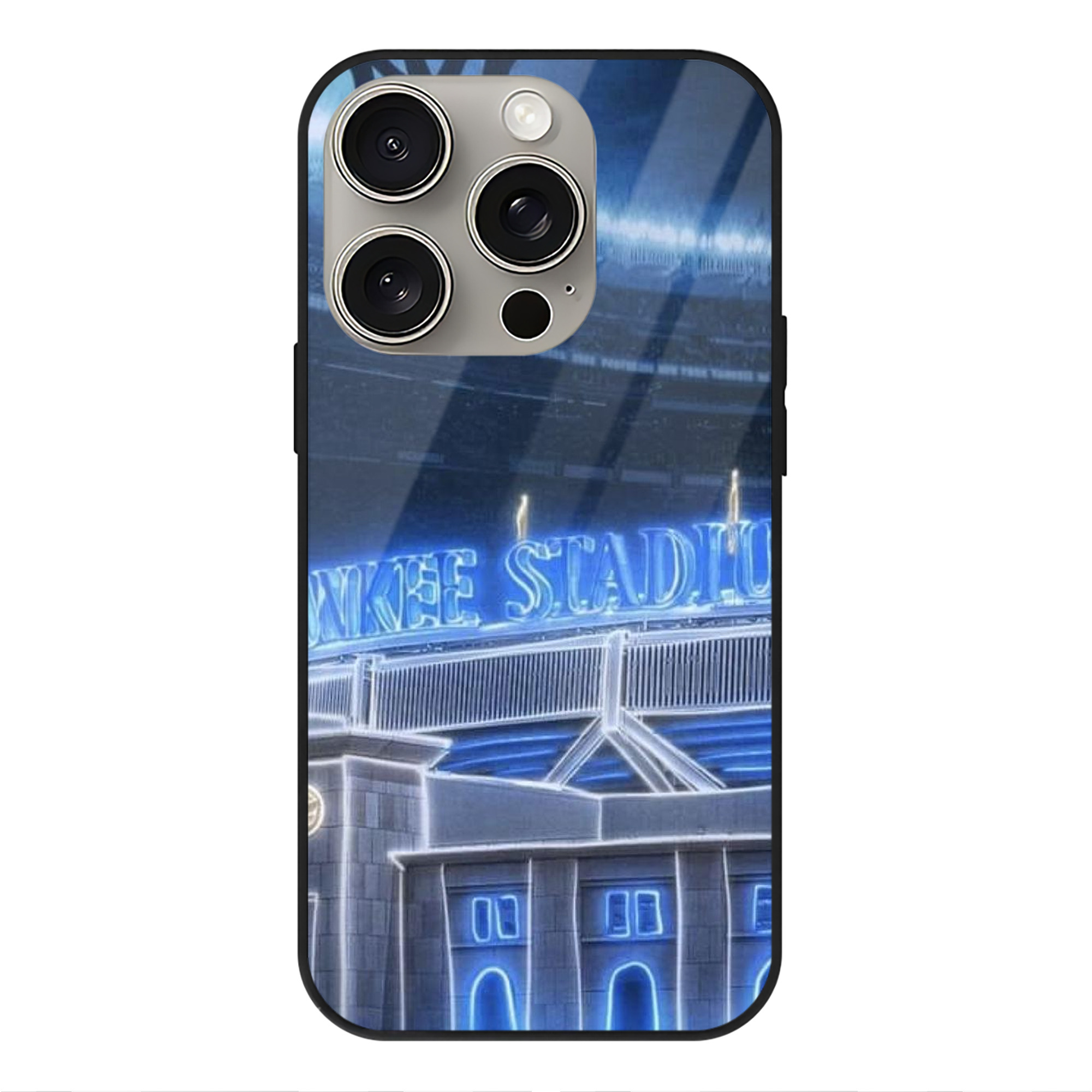 New York Yankees 328 IPhone 15 Pro Mirror Phone Case – UV Printed Glass + TPU – Scratch-Resistant, Wireless Charging Compatible, Precise Fit & Stylish Design