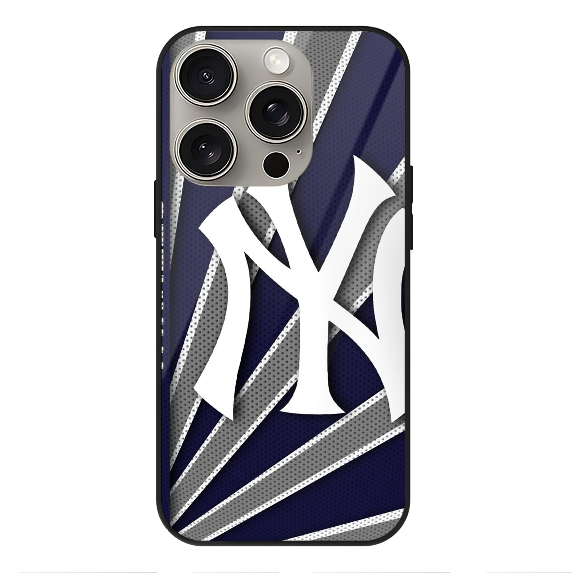 New York Yankees 168 IPhone 15 Pro Mirror Phone Case – UV Printed Glass + TPU – Scratch-Resistant, Wireless Charging Compatible, Precise Fit & Stylish Design