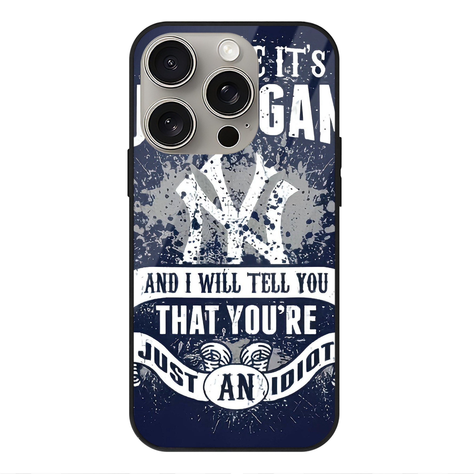 New York Yankees 174 IPhone 15 Pro Mirror Phone Case – UV Printed Glass + TPU – Scratch-Resistant, Wireless Charging Compatible, Precise Fit & Stylish Design