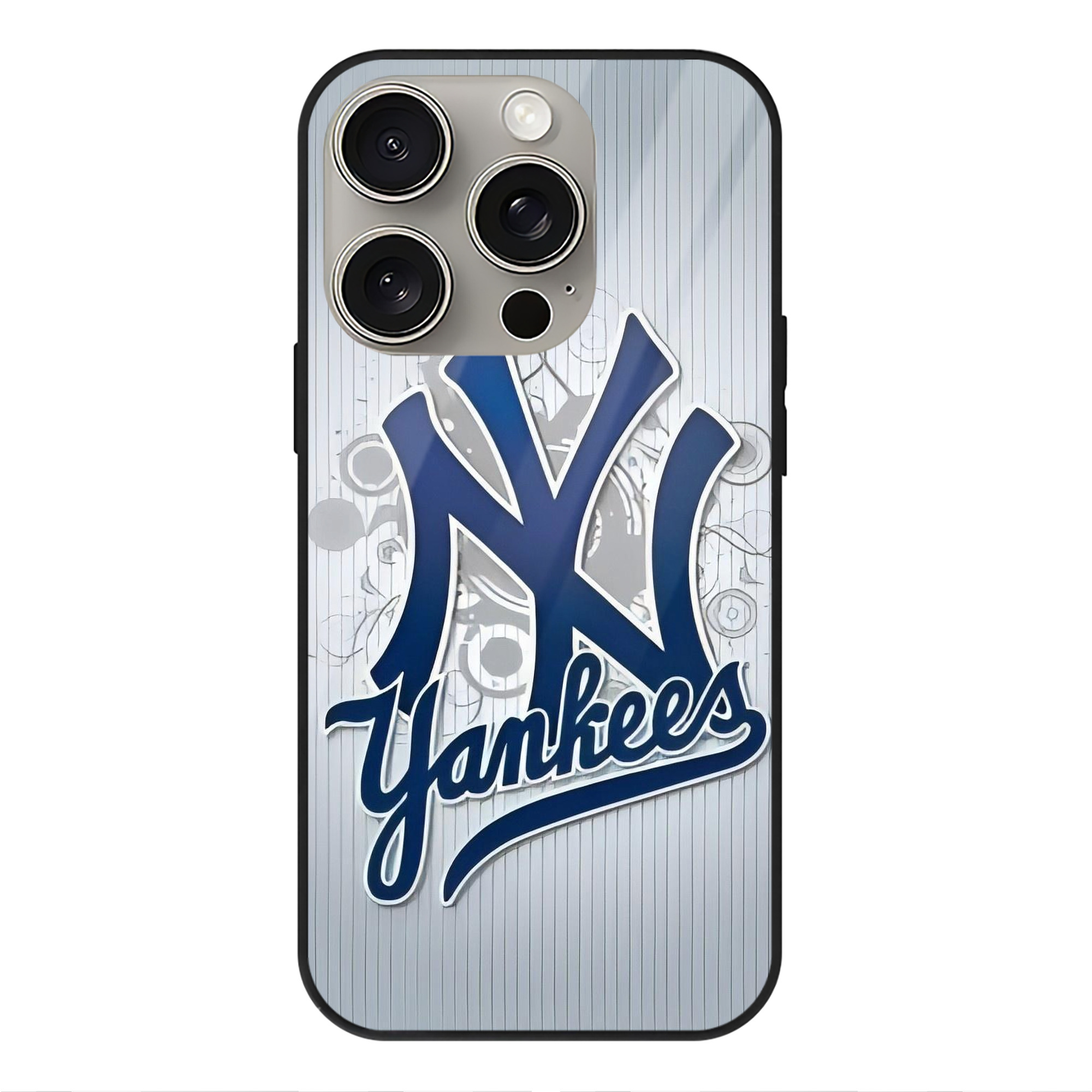 New York Yankees 181 IPhone 15 Pro Mirror Phone Case – UV Printed Glass + TPU – Scratch-Resistant, Wireless Charging Compatible, Precise Fit & Stylish Design