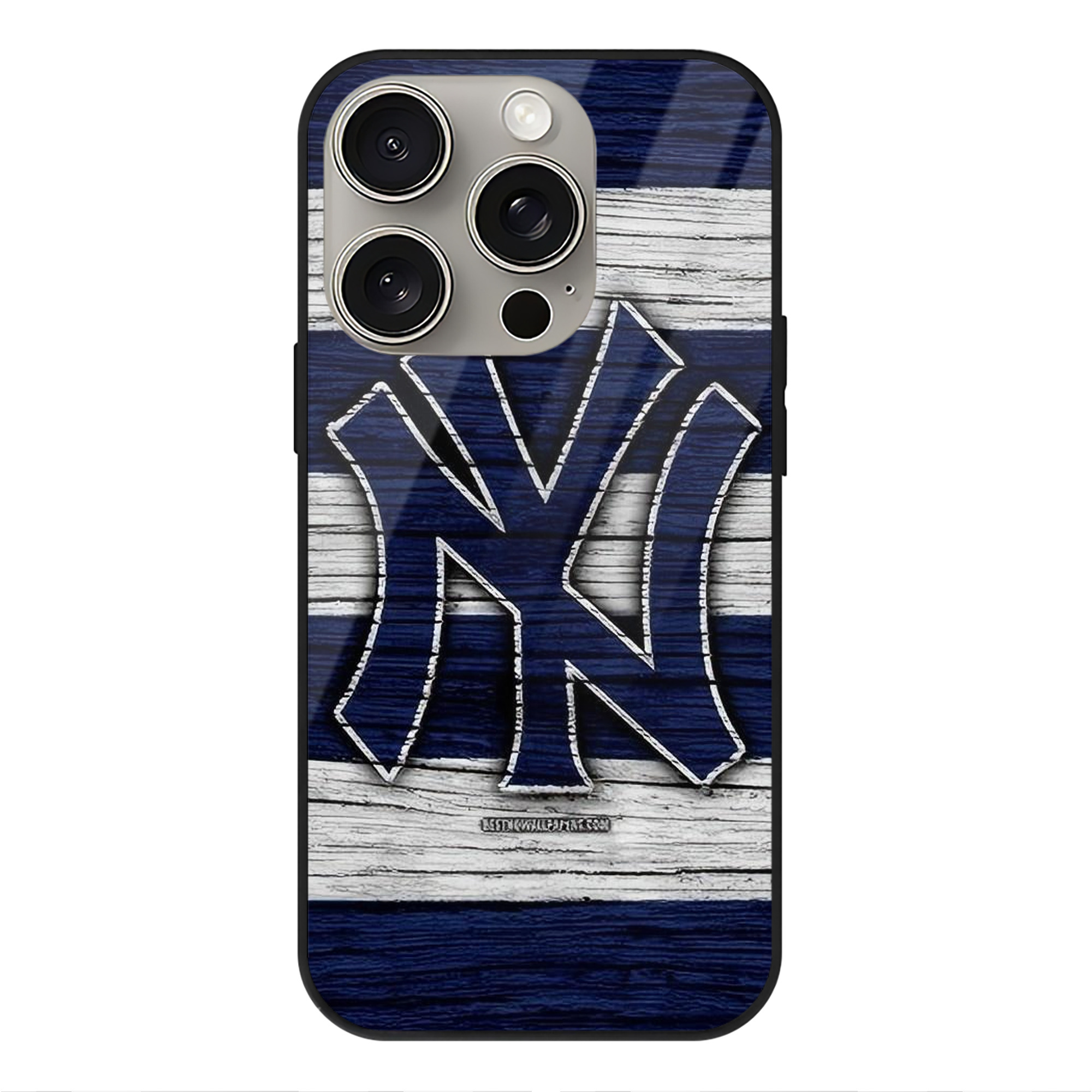New York Yankees 187 IPhone 15 Pro Mirror Phone Case – UV Printed Glass + TPU – Scratch-Resistant, Wireless Charging Compatible, Precise Fit & Stylish Design