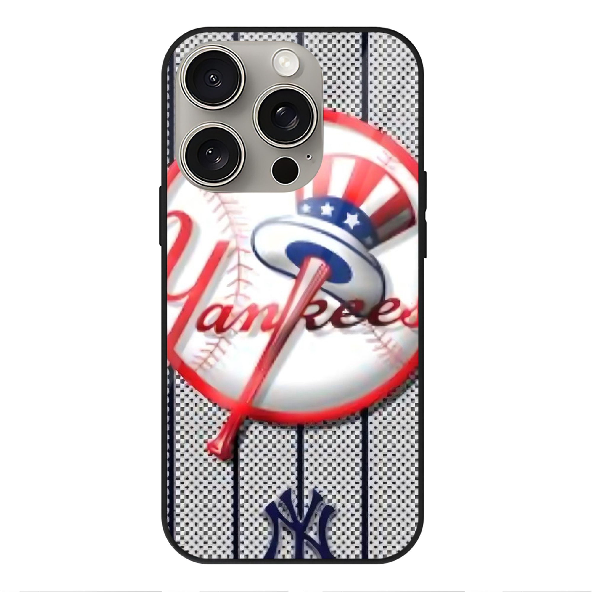 New York Yankees 191 IPhone 15 Pro Mirror Phone Case – UV Printed Glass + TPU – Scratch-Resistant, Wireless Charging Compatible, Precise Fit & Stylish Design