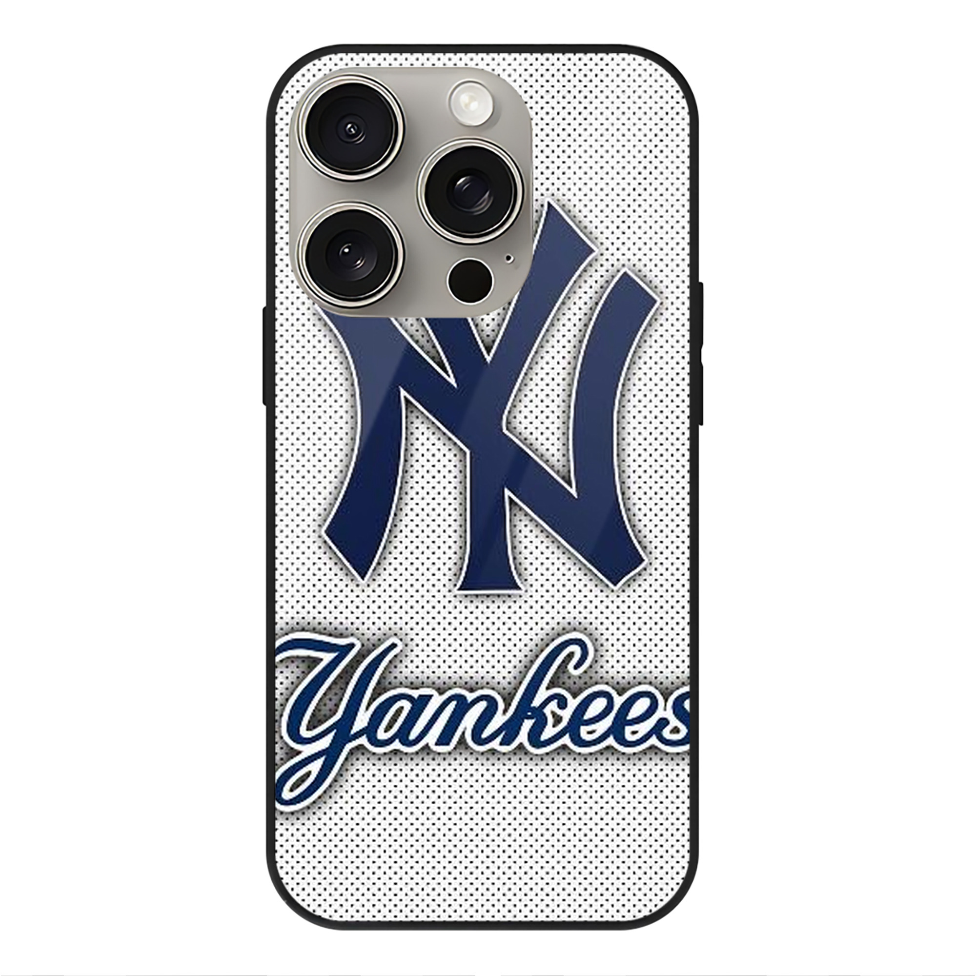 New York Yankees 192 IPhone 15 Pro Mirror Phone Case – UV Printed Glass + TPU – Scratch-Resistant, Wireless Charging Compatible, Precise Fit & Stylish Design