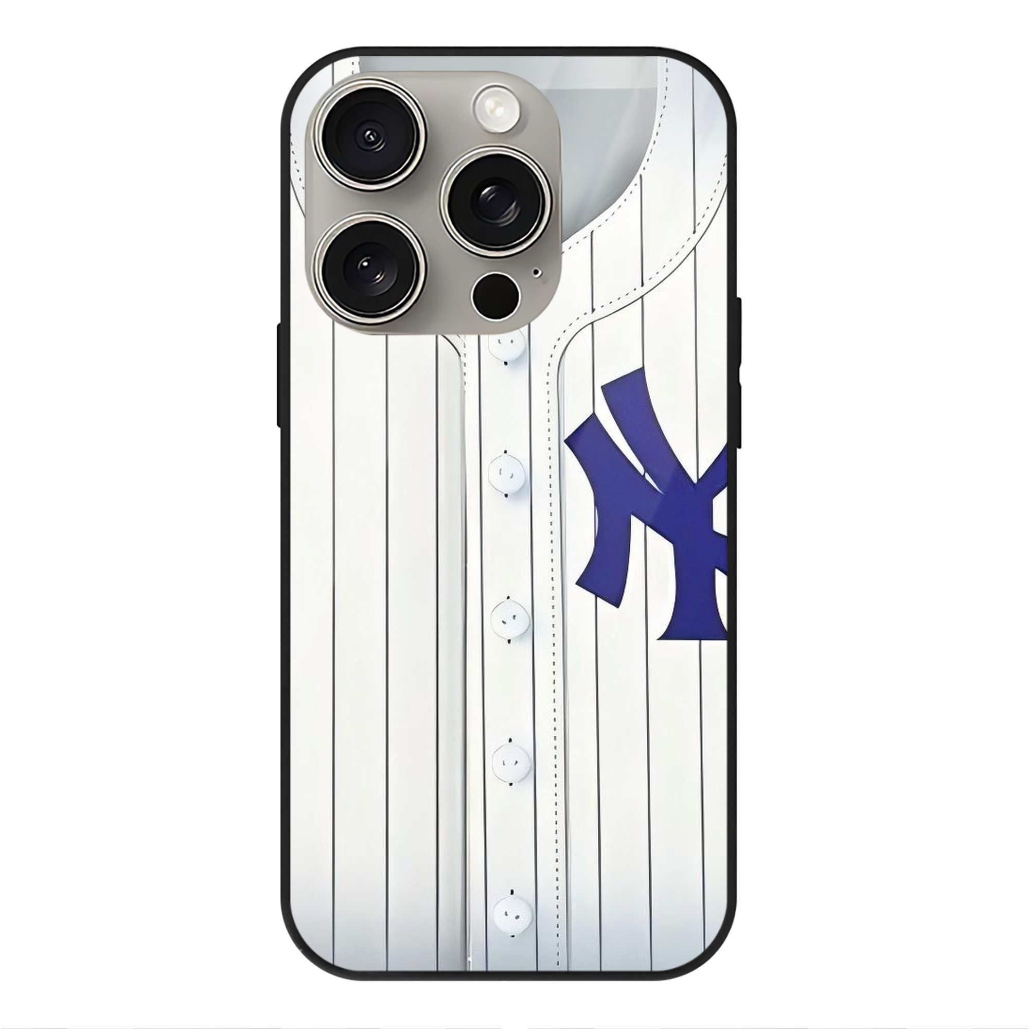 New York Yankees 213 IPhone 15 Pro Mirror Phone Case – UV Printed Glass + TPU – Scratch-Resistant, Wireless Charging Compatible, Precise Fit & Stylish Design