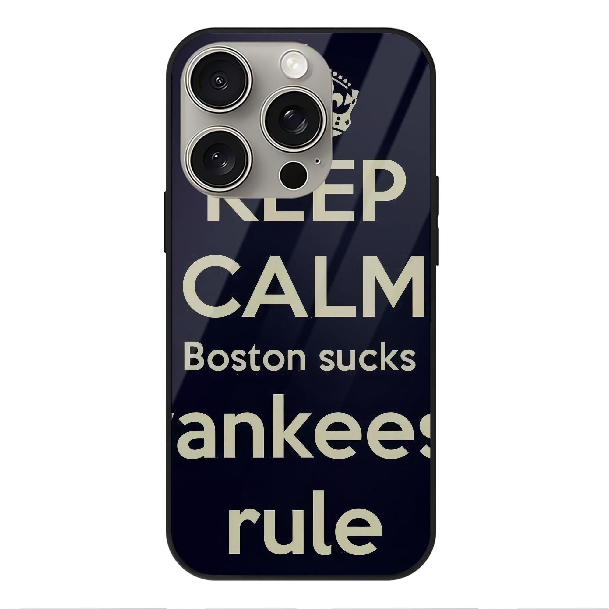 New York Yankees 226 IPhone 15 Pro Mirror Phone Case – UV Printed Glass + TPU – Scratch-Resistant, Wireless Charging Compatible, Precise Fit & Stylish Design