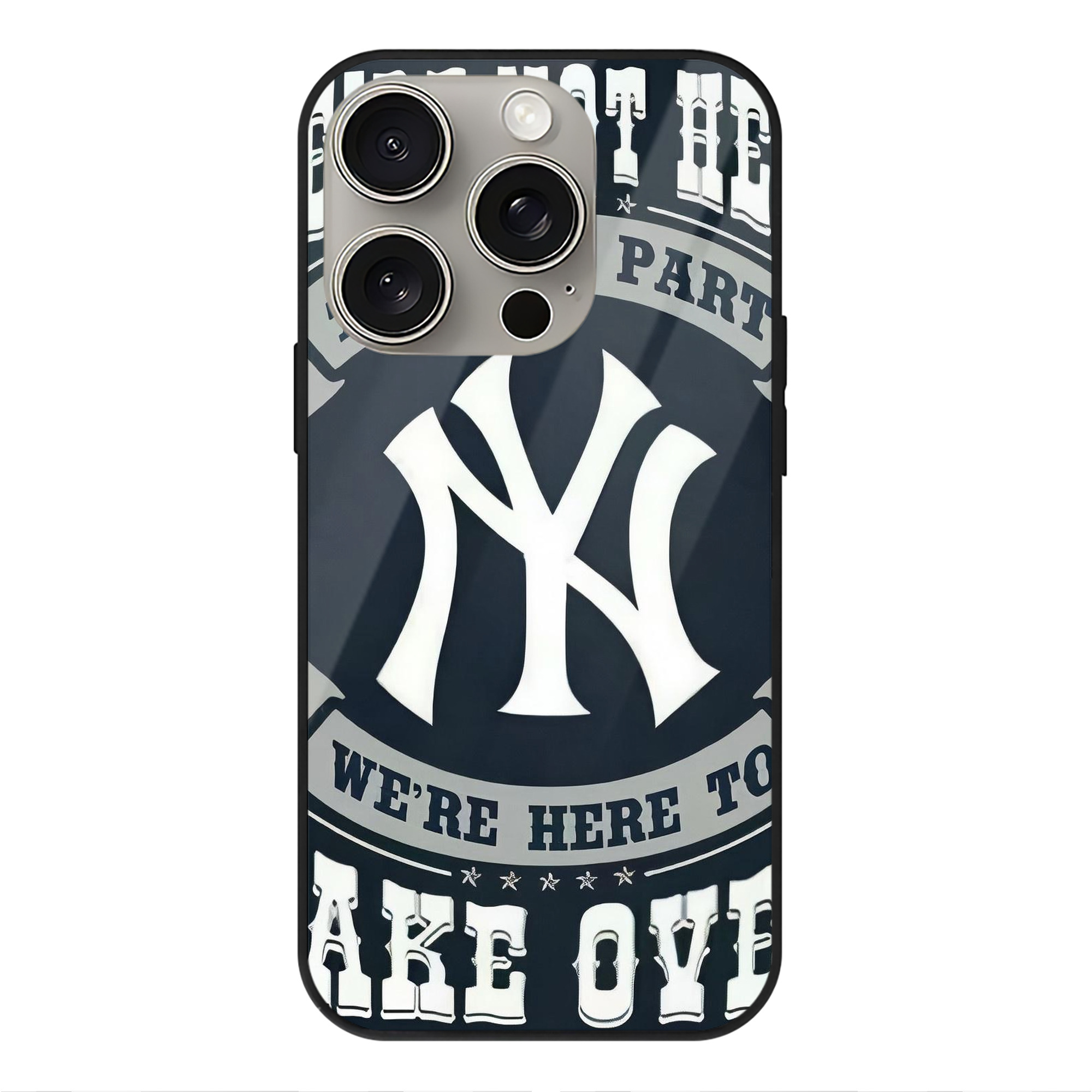 New York Yankees 302 IPhone 15 Pro Mirror Phone Case – UV Printed Glass + TPU – Scratch-Resistant, Wireless Charging Compatible, Precise Fit & Stylish Design