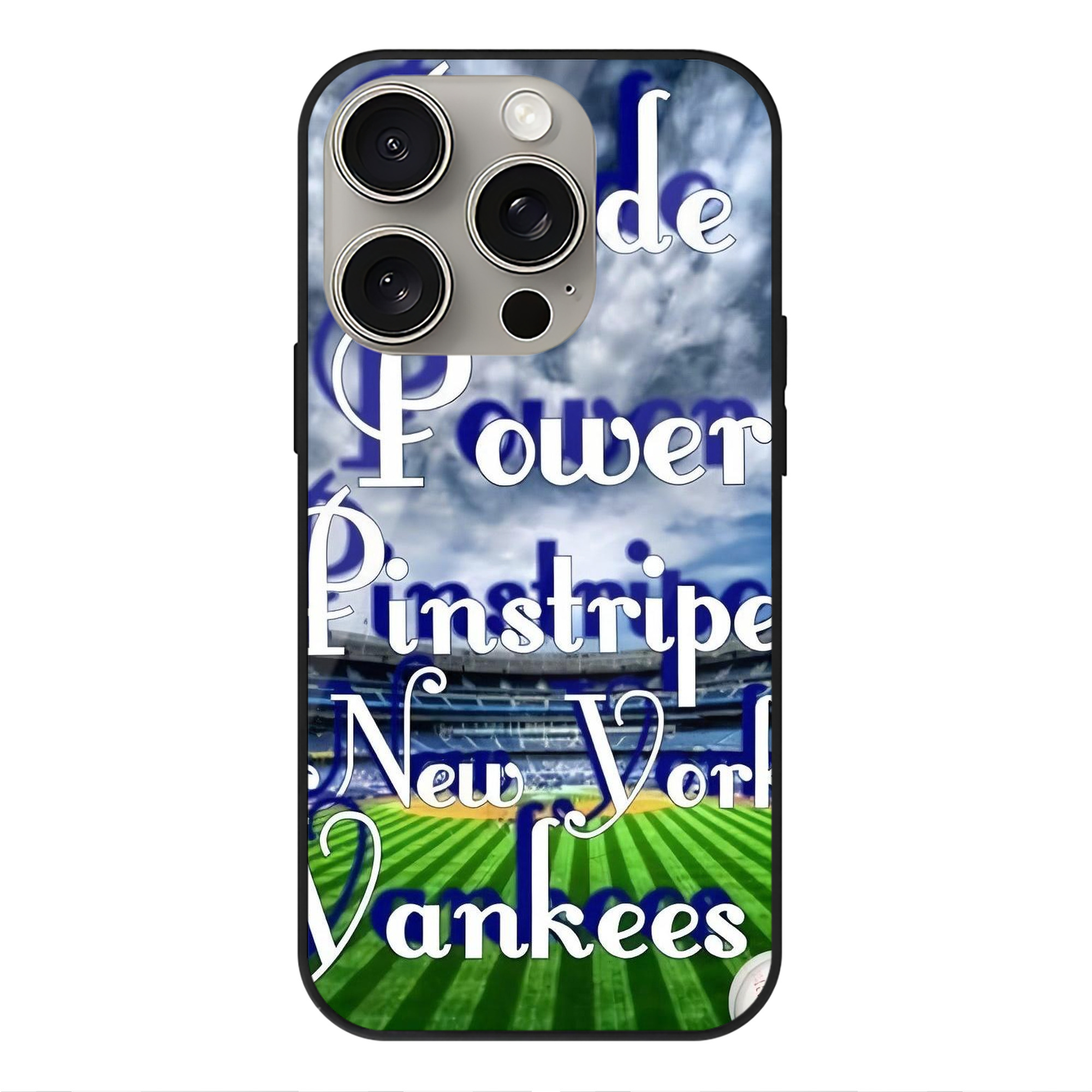 New York Yankees 309 IPhone 15 Pro Mirror Phone Case – UV Printed Glass + TPU – Scratch-Resistant, Wireless Charging Compatible, Precise Fit & Stylish Design