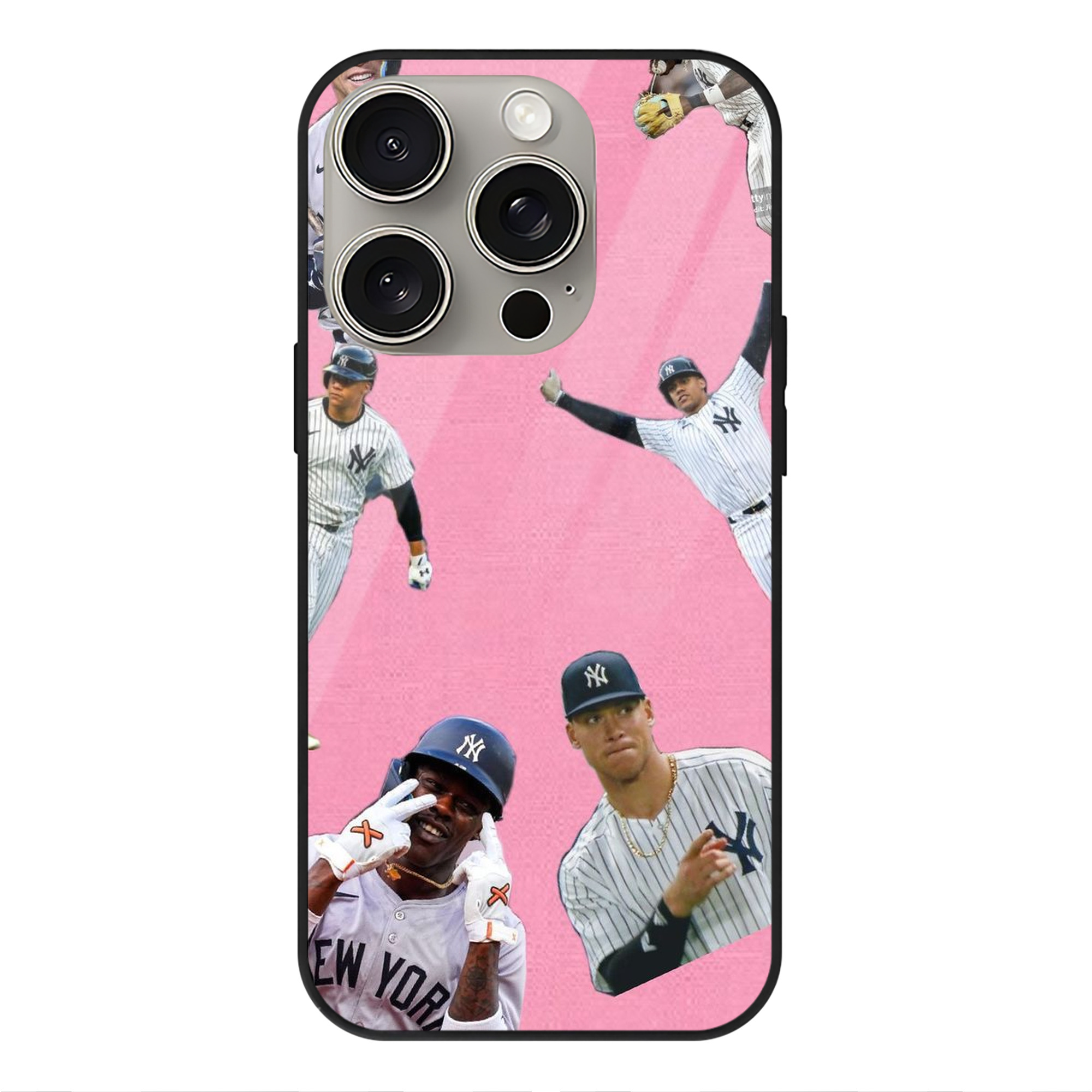 New York Yankees 323 IPhone 15 Pro Mirror Phone Case – UV Printed Glass + TPU – Scratch-Resistant, Wireless Charging Compatible, Precise Fit & Stylish Design