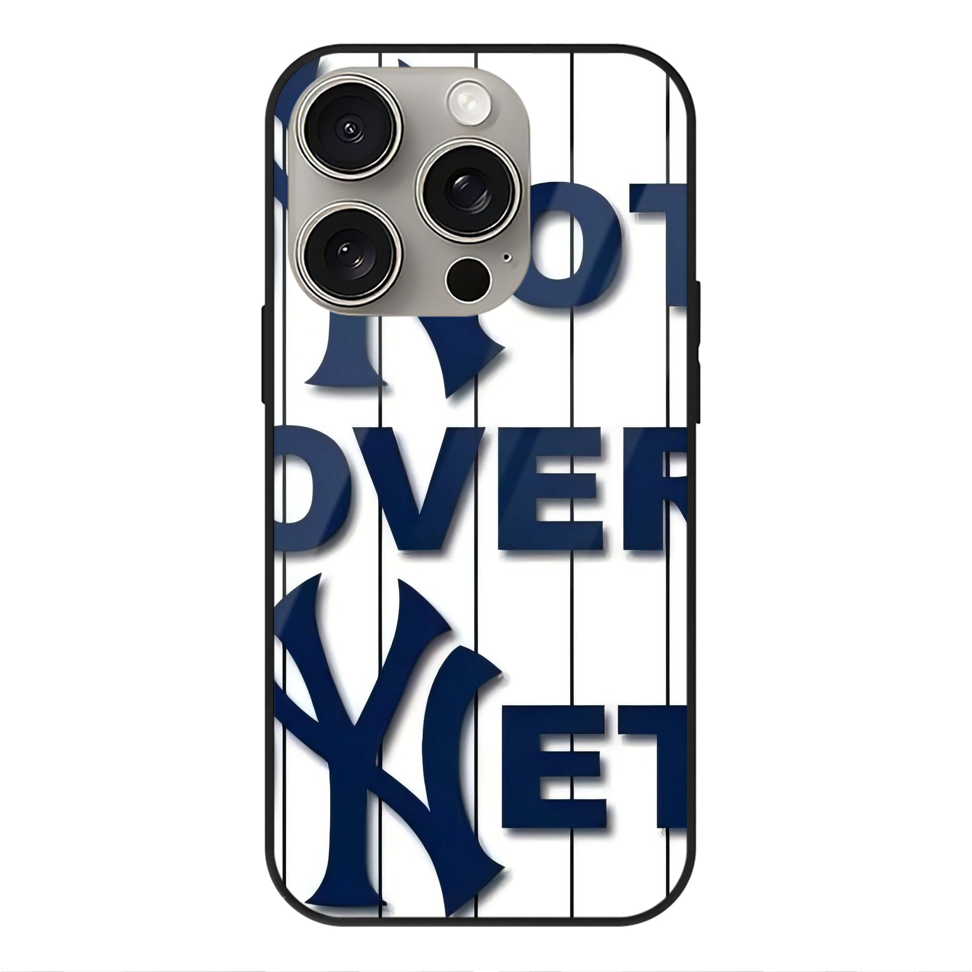New York Yankees Not over Net IPhone 15 Pro Mirror Phone Case – UV Printed Glass + TPU – Scratch-Resistant, Wireless Charging Compatible, Precise Fit & Stylish Design