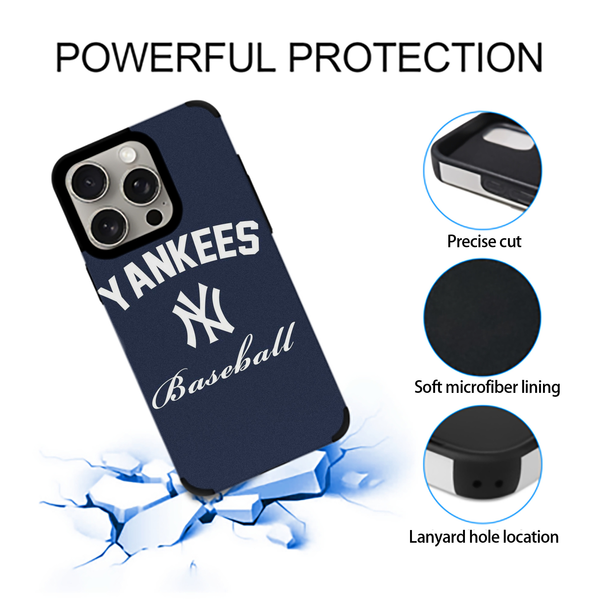 New York Yankees Baseball IPhone 15 Pro Max PU Leather Case – Soft Lining, 360° Protection – Precise Fit, 3D Buttons, Easy Charging – Anti-Yellowing, Easy To Clean