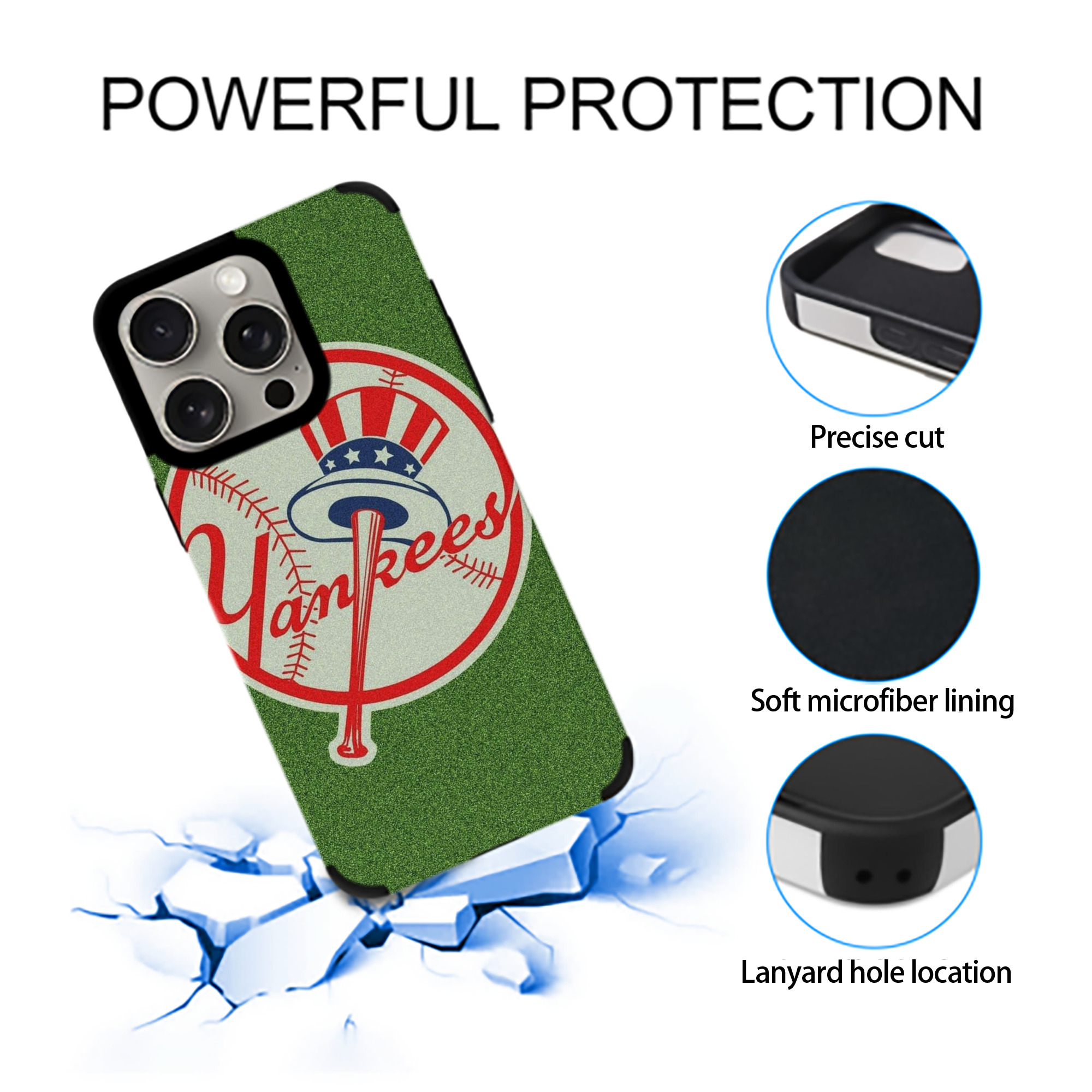 New York Yankees Logo IPhone 15 Pro Max PU Leather Case – Soft Lining, 360° Protection – Precise Fit, 3D Buttons, Easy Charging – Anti-Yellowing, Easy To Clean