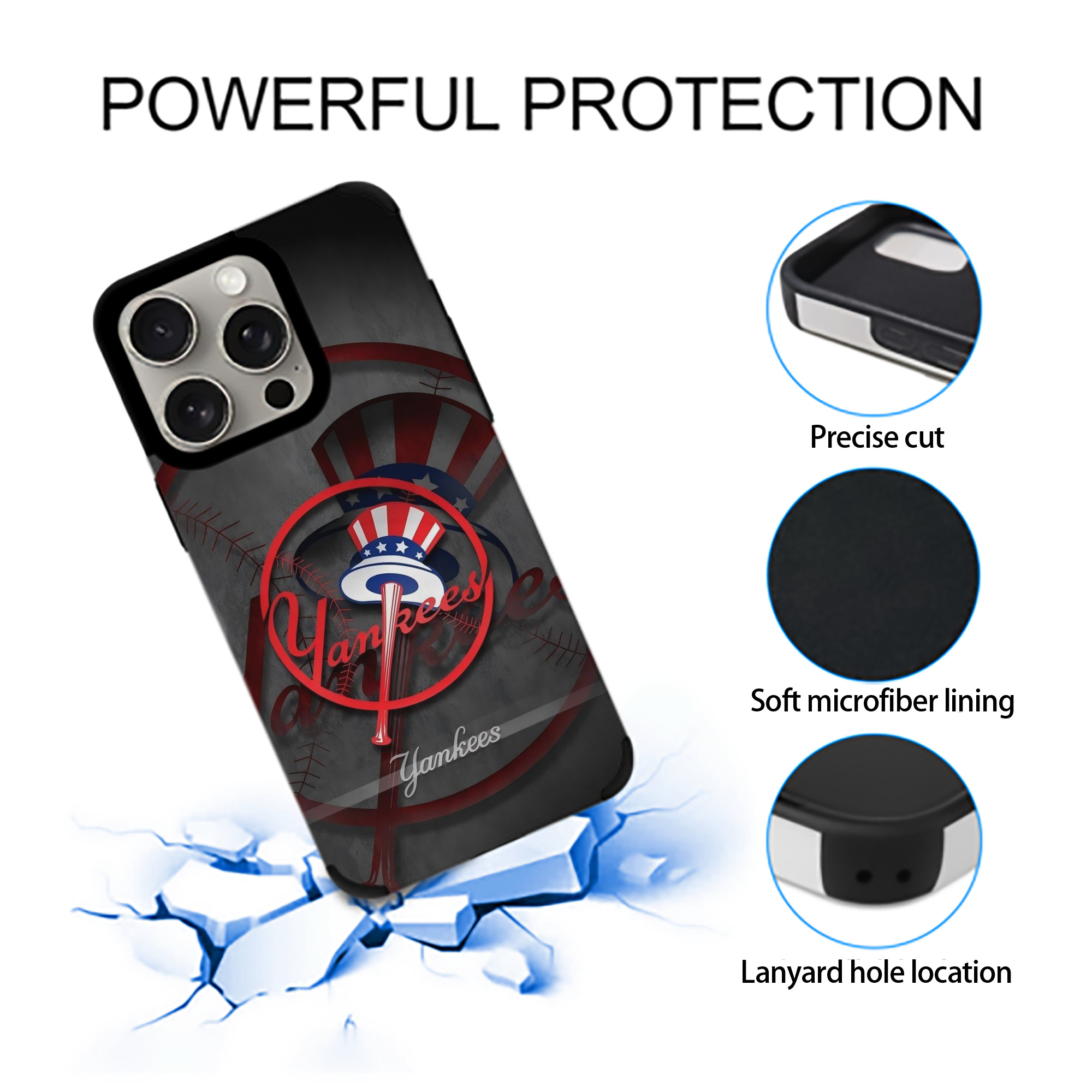 New York Yankees 97 IPhone 15 Pro Max PU Leather Case – Soft Lining, 360° Protection – Precise Fit, 3D Buttons, Easy Charging – Anti-Yellowing, Easy To Clean