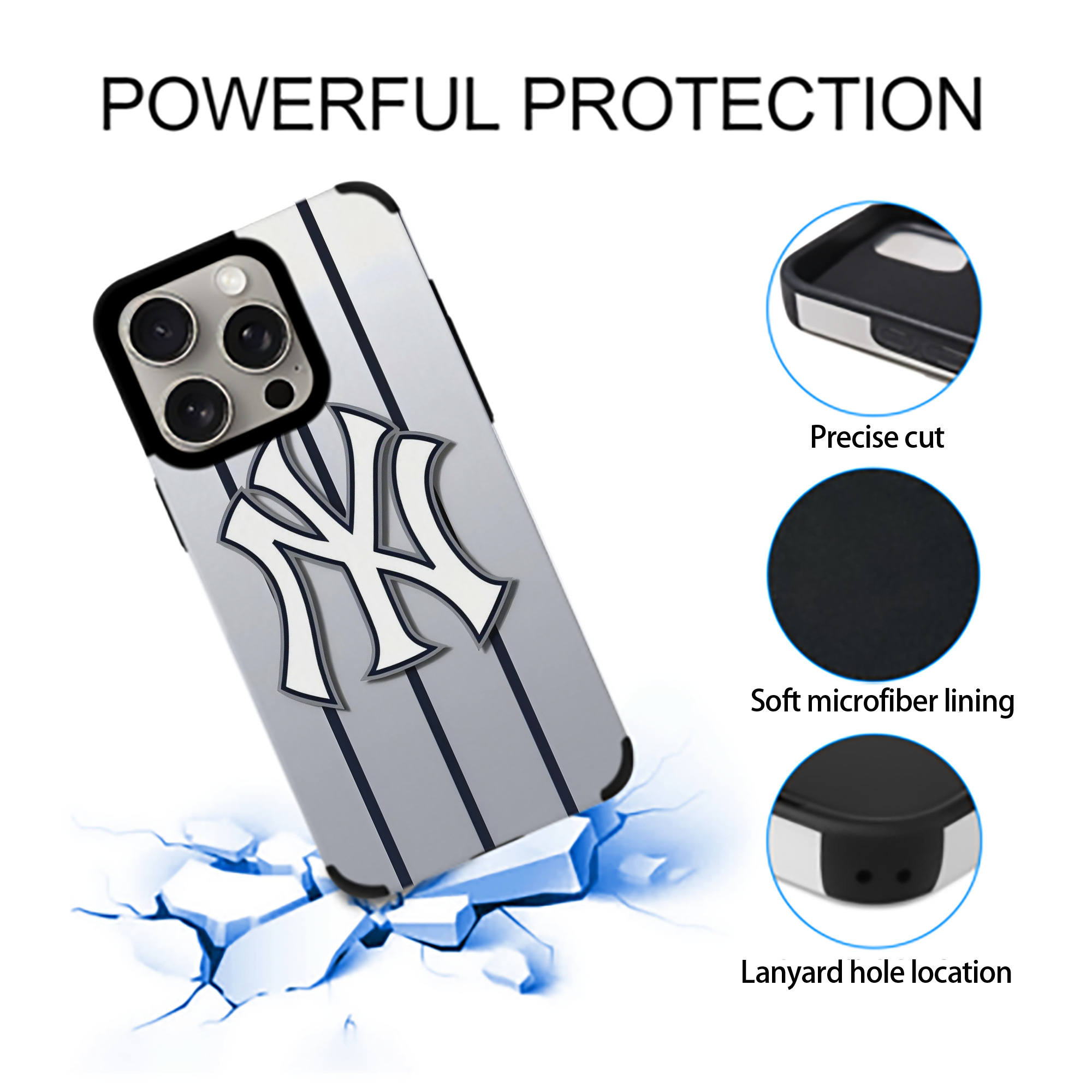 New York Yankees 118 IPhone 15 Pro Max PU Leather Case – Soft Lining, 360° Protection – Precise Fit, 3D Buttons, Easy Charging – Anti-Yellowing, Easy To Clean