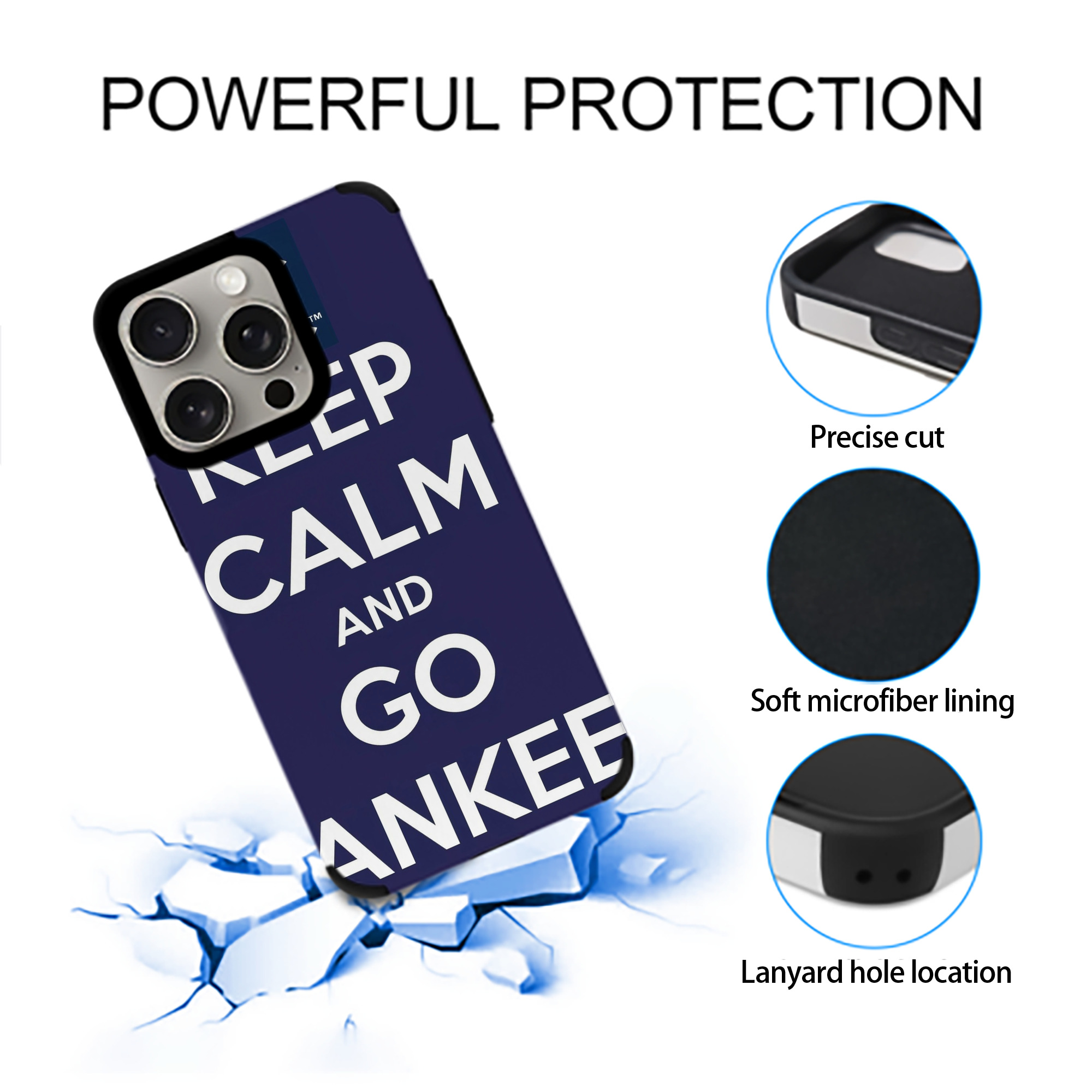 New York Yankees Keep Calm and Go Yankees IPhone 15 Pro Max PU Leather Case – Soft Lining, 360° Protection – Precise Fit, 3D Buttons, Easy Charging – Anti-Yellowing, Easy To Clean