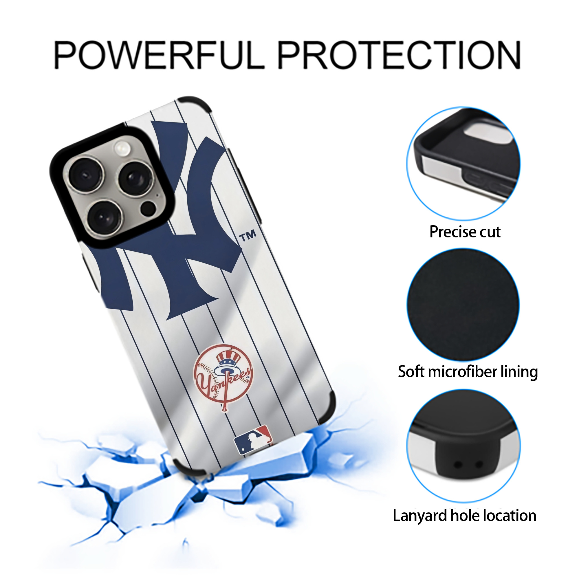 New York Yankees 126 IPhone 15 Pro Max PU Leather Case – Soft Lining, 360° Protection – Precise Fit, 3D Buttons, Easy Charging – Anti-Yellowing, Easy To Clean