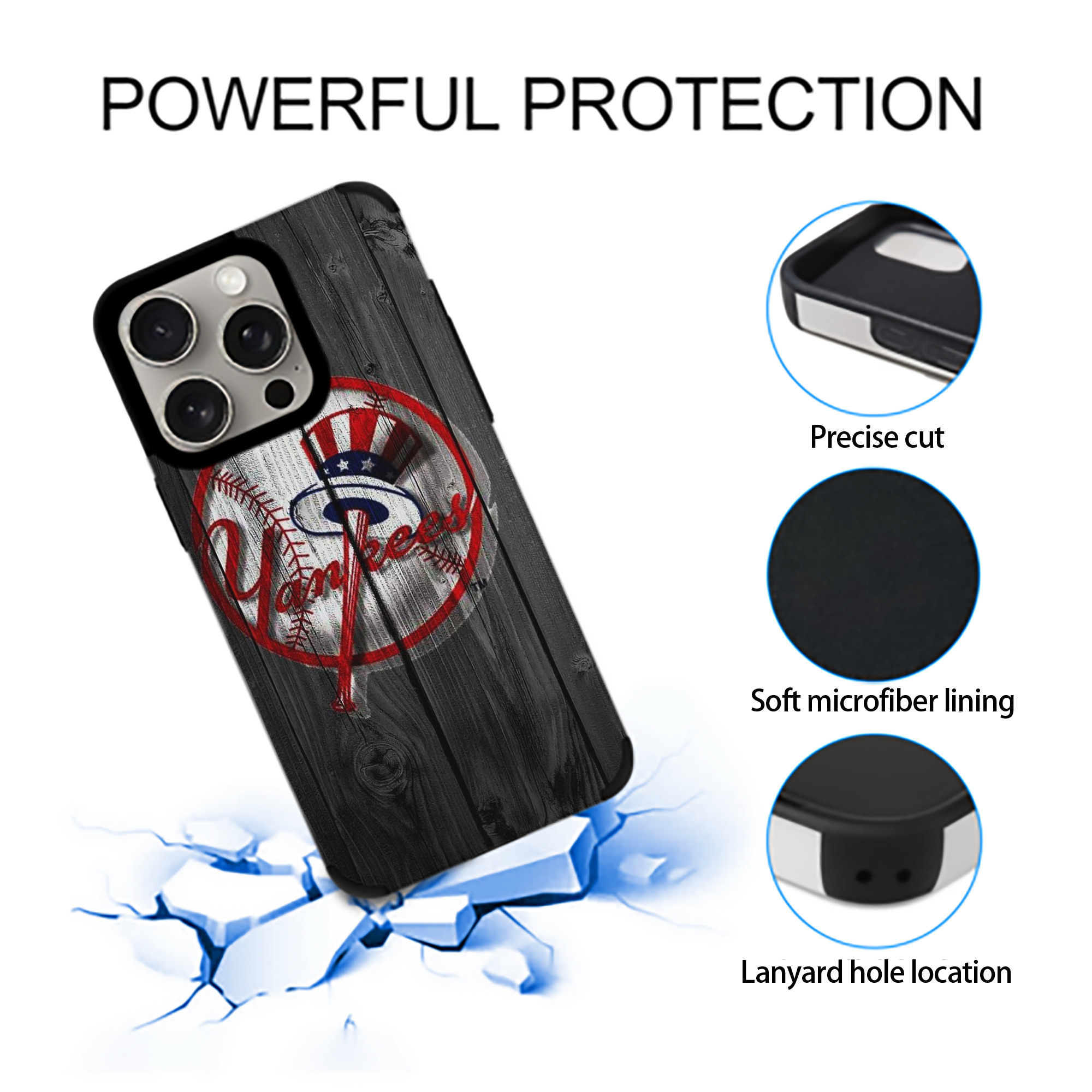 New York Yankees 131 IPhone 15 Pro Max PU Leather Case – Soft Lining, 360° Protection – Precise Fit, 3D Buttons, Easy Charging – Anti-Yellowing, Easy To Clean