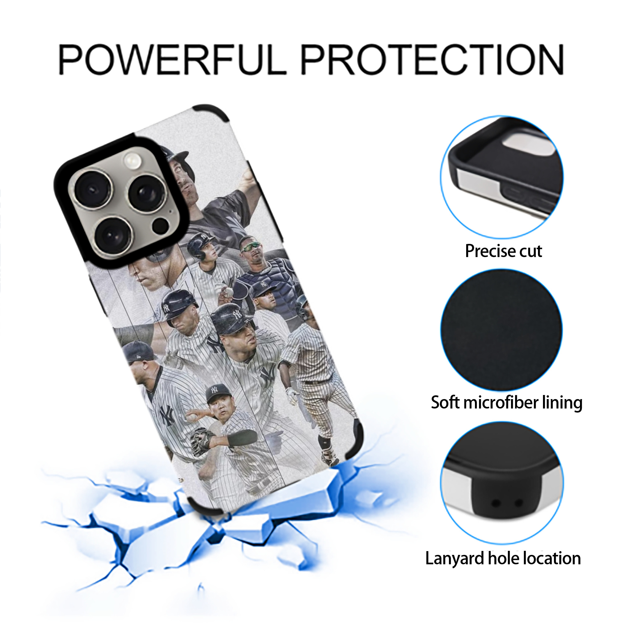 New York Yankees 109 IPhone 15 Pro Max PU Leather Case – Soft Lining, 360° Protection – Precise Fit, 3D Buttons, Easy Charging – Anti-Yellowing, Easy To Clean