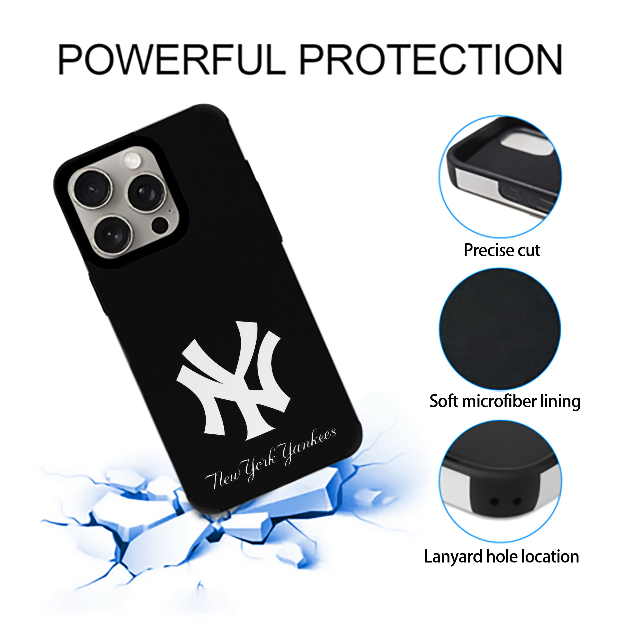 New York Yankees 115 IPhone 15 Pro Max PU Leather Case – Soft Lining, 360° Protection – Precise Fit, 3D Buttons, Easy Charging – Anti-Yellowing, Easy To Clean