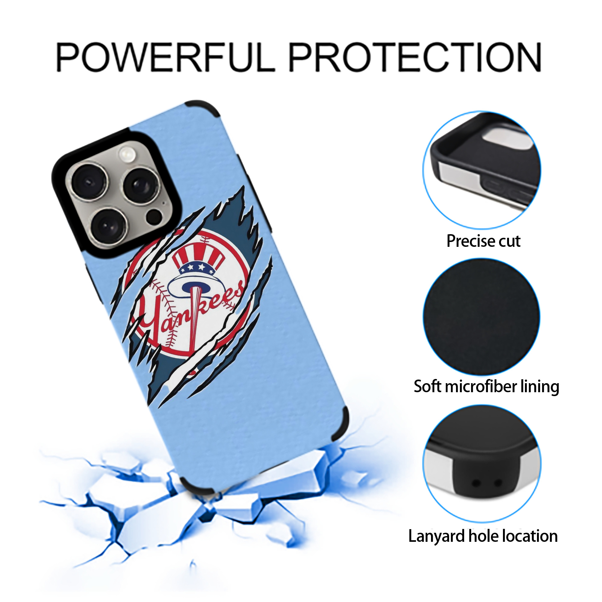 New York Yankees 128 IPhone 15 Pro Max PU Leather Case – Soft Lining, 360° Protection – Precise Fit, 3D Buttons, Easy Charging – Anti-Yellowing, Easy To Clean