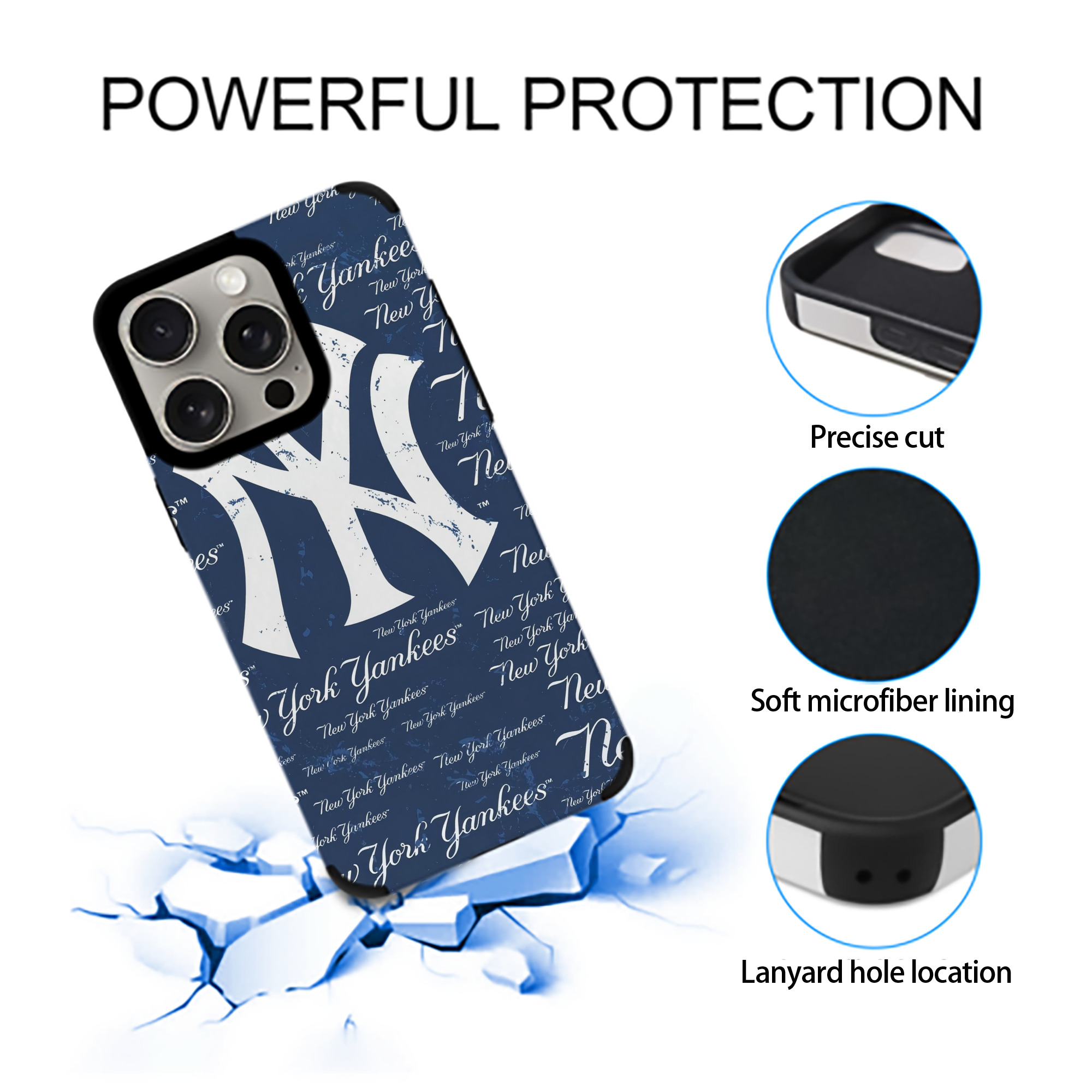 New York Yankees 117 IPhone 15 Pro Max PU Leather Case – Soft Lining, 360° Protection – Precise Fit, 3D Buttons, Easy Charging – Anti-Yellowing, Easy To Clean