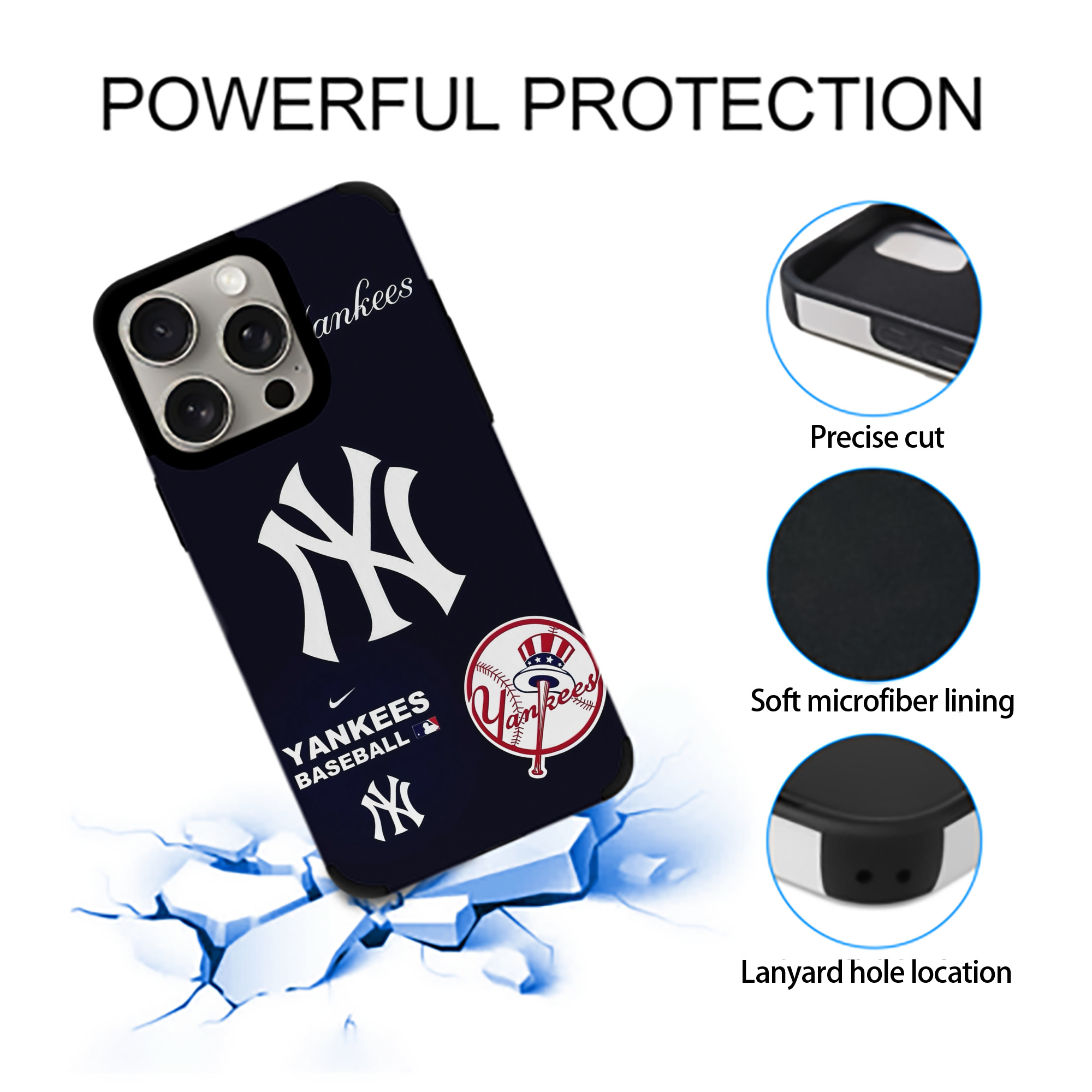 New York Yankees 122 IPhone 15 Pro Max PU Leather Case – Soft Lining, 360° Protection – Precise Fit, 3D Buttons, Easy Charging – Anti-Yellowing, Easy To Clean