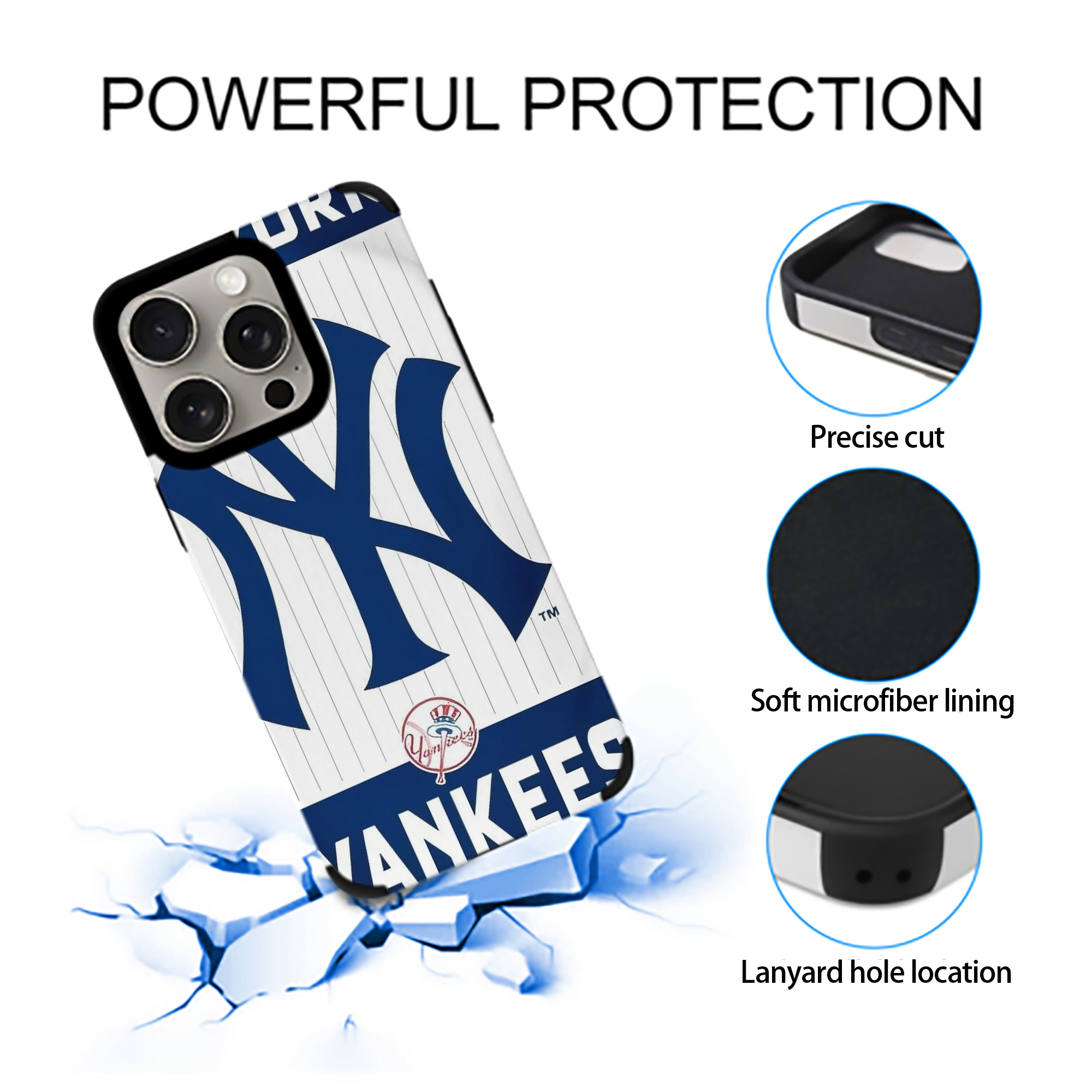 New York Yankees 134 IPhone 15 Pro Max PU Leather Case – Soft Lining, 360° Protection – Precise Fit, 3D Buttons, Easy Charging – Anti-Yellowing, Easy To Clean