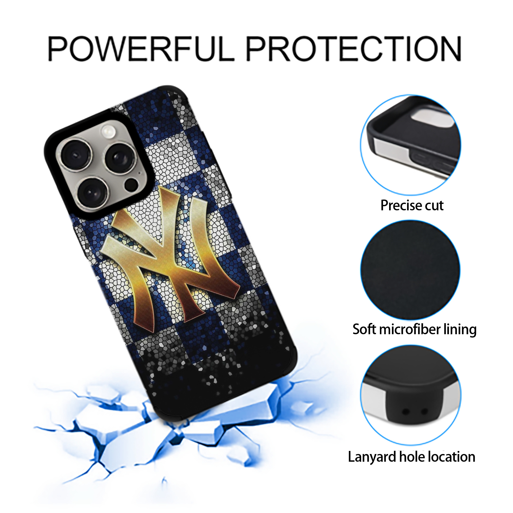 New York Yankees 129 IPhone 15 Pro Max PU Leather Case – Soft Lining, 360° Protection – Precise Fit, 3D Buttons, Easy Charging – Anti-Yellowing, Easy To Clean