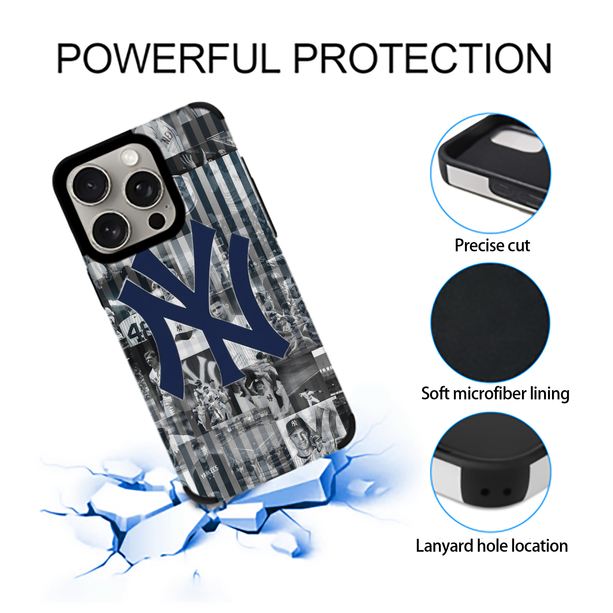 New York Yankees 135 IPhone 15 Pro Max PU Leather Case – Soft Lining, 360° Protection – Precise Fit, 3D Buttons, Easy Charging – Anti-Yellowing, Easy To Clean