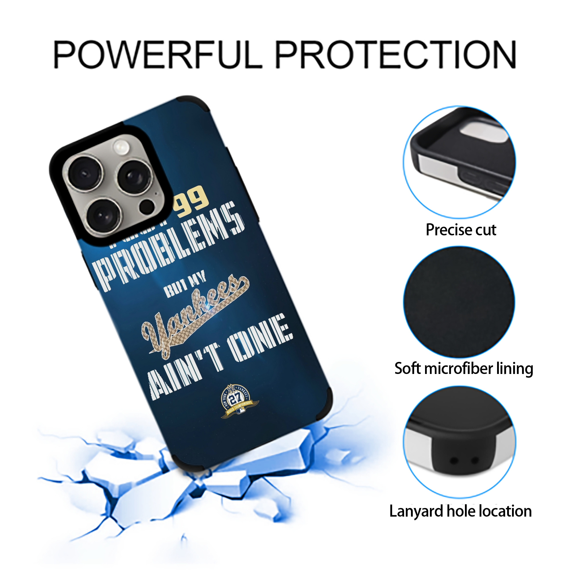 New York Yankees 140 IPhone 15 Pro Max PU Leather Case – Soft Lining, 360° Protection – Precise Fit, 3D Buttons, Easy Charging – Anti-Yellowing, Easy To Clean