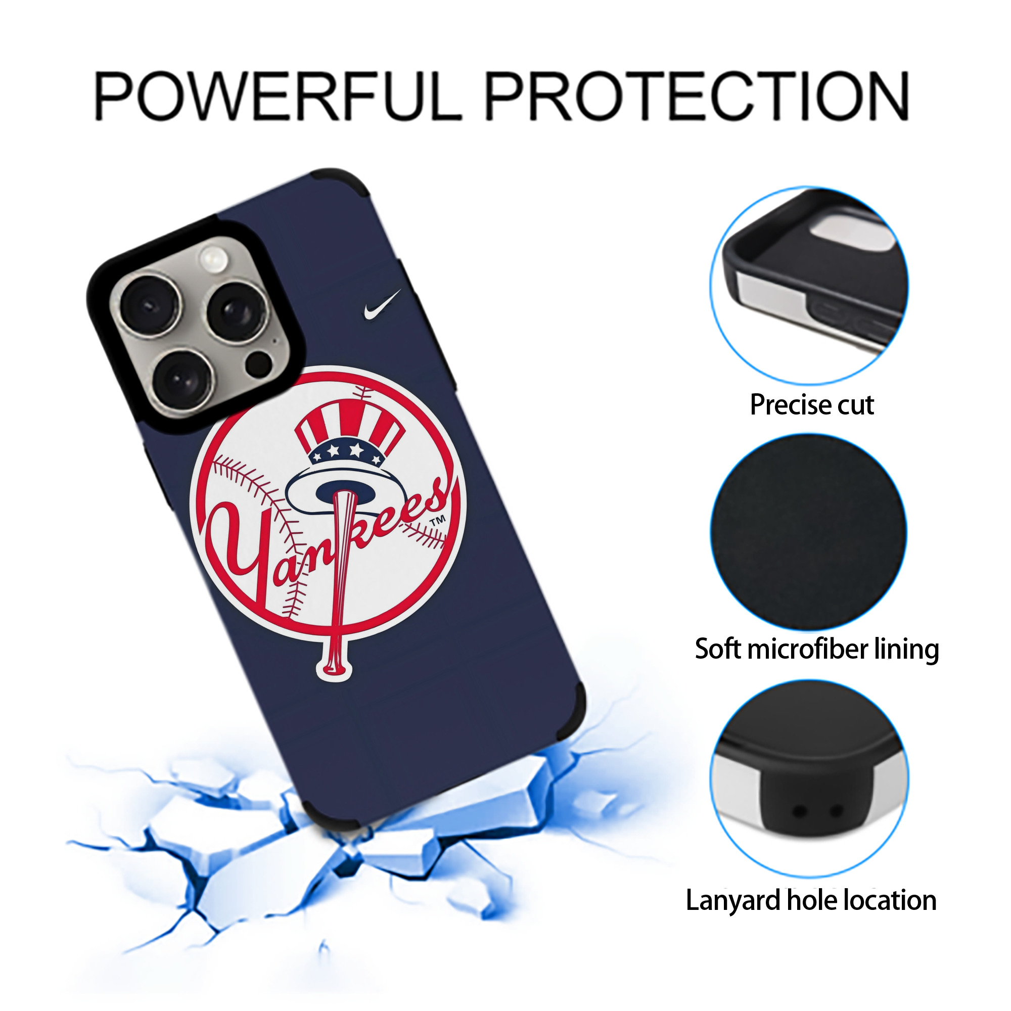 New York Yankees 157 IPhone 15 Pro Max PU Leather Case – Soft Lining, 360° Protection – Precise Fit, 3D Buttons, Easy Charging – Anti-Yellowing, Easy To Clean