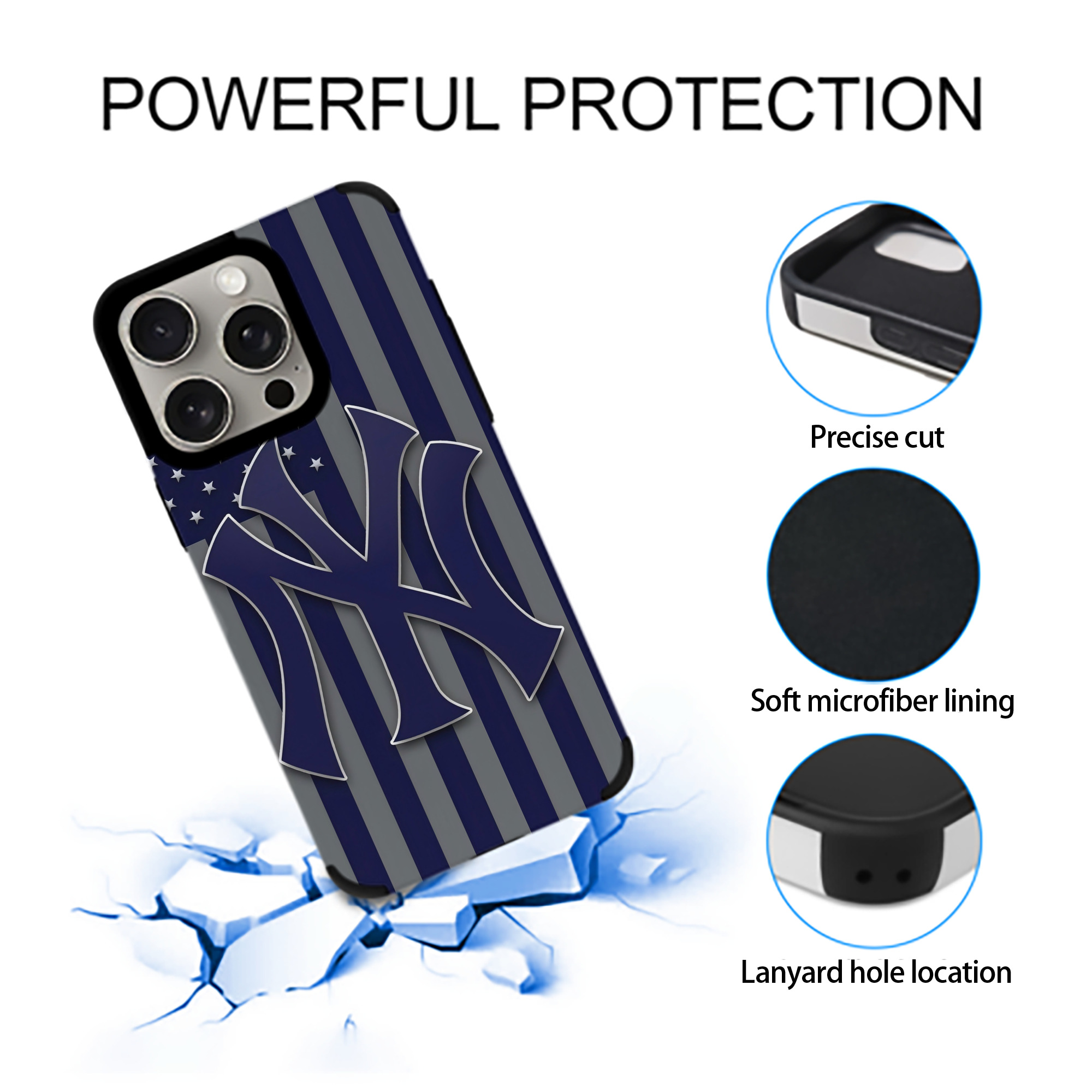 New York Yankees 162 IPhone 15 Pro Max PU Leather Case – Soft Lining, 360° Protection – Precise Fit, 3D Buttons, Easy Charging – Anti-Yellowing, Easy To Clean