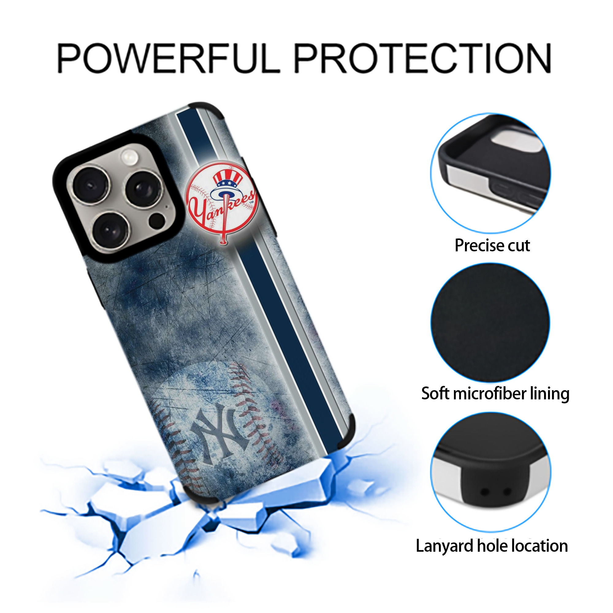 New York Yankees 150 IPhone 15 Pro Max PU Leather Case – Soft Lining, 360° Protection – Precise Fit, 3D Buttons, Easy Charging – Anti-Yellowing, Easy To Clean