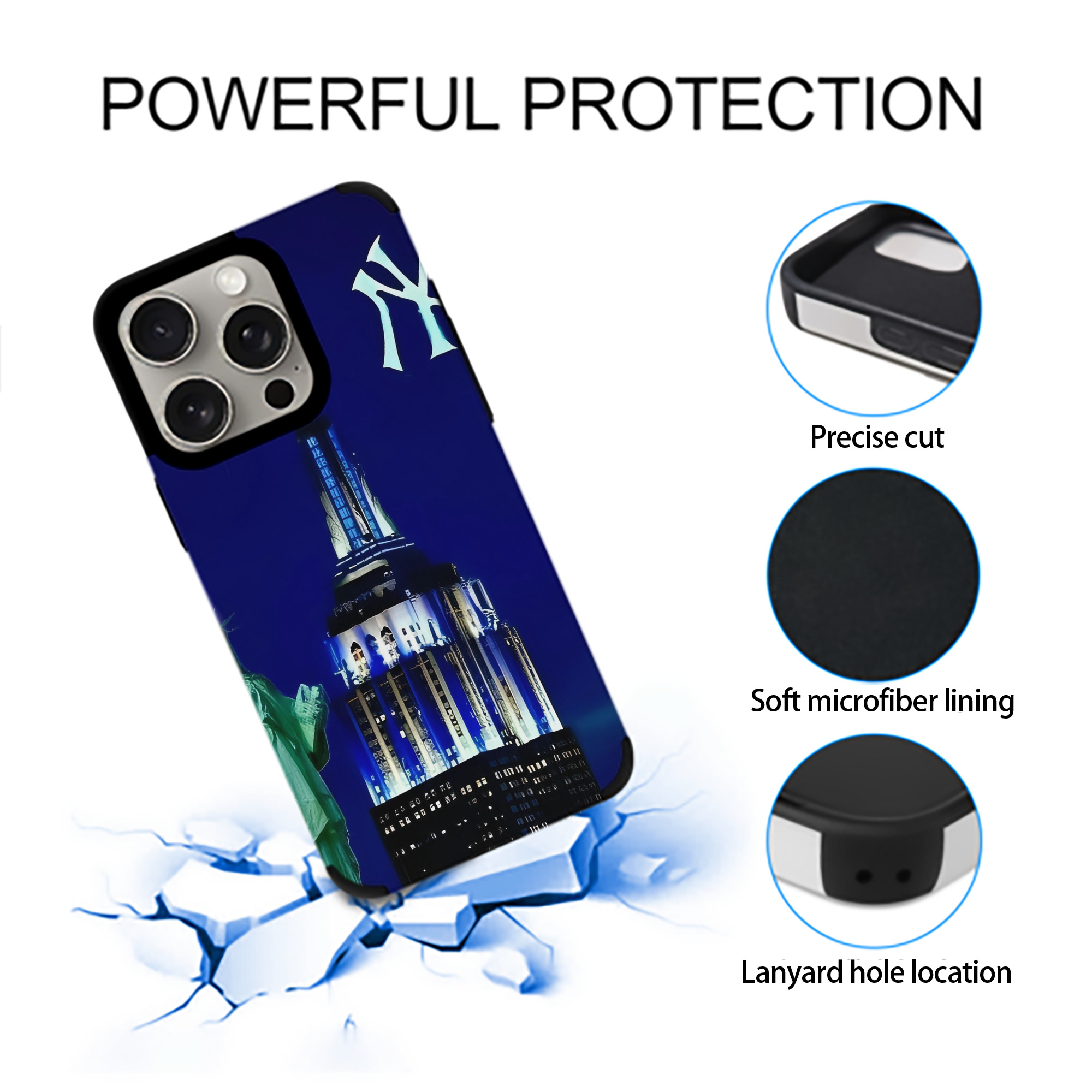 New York Yankees 175 IPhone 15 Pro Max PU Leather Case – Soft Lining, 360° Protection – Precise Fit, 3D Buttons, Easy Charging – Anti-Yellowing, Easy To Clean