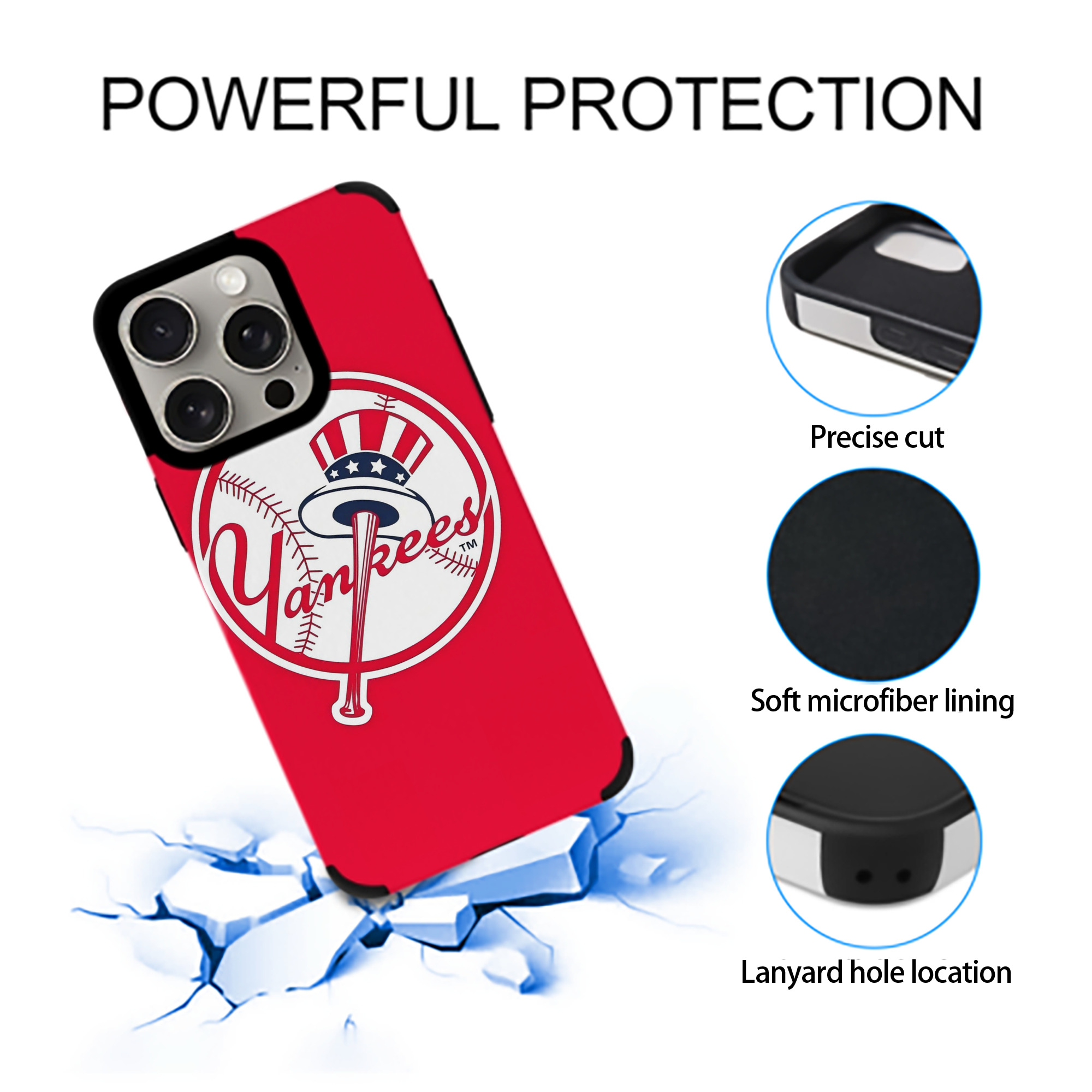 New York Yankees 165 IPhone 15 Pro Max PU Leather Case – Soft Lining, 360° Protection – Precise Fit, 3D Buttons, Easy Charging – Anti-Yellowing, Easy To Clean