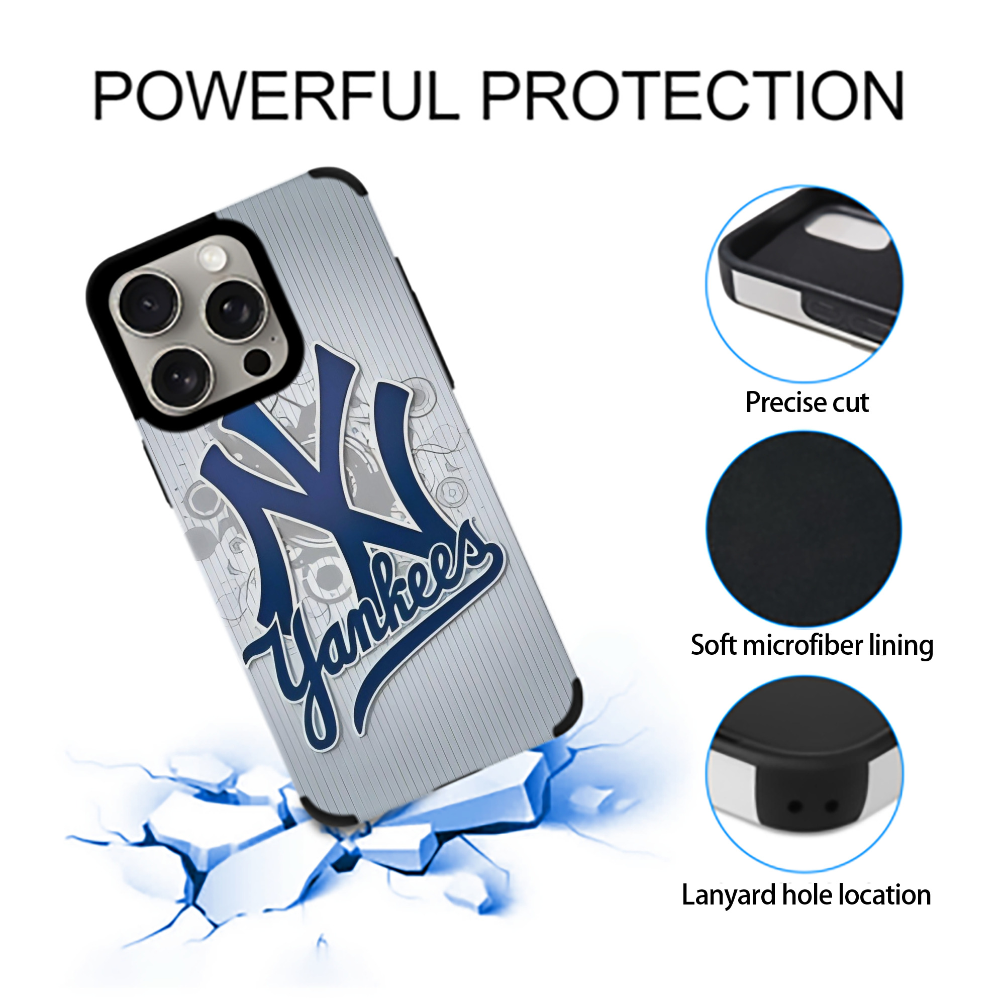 New York Yankees 181 IPhone 15 Pro Max PU Leather Case – Soft Lining, 360° Protection – Precise Fit, 3D Buttons, Easy Charging – Anti-Yellowing, Easy To Clean
