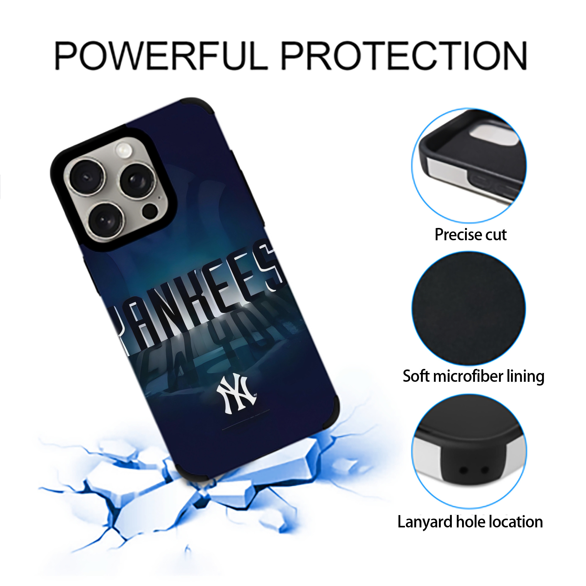 New York Yankees 160 IPhone 15 Pro Max PU Leather Case – Soft Lining, 360° Protection – Precise Fit, 3D Buttons, Easy Charging – Anti-Yellowing, Easy To Clean