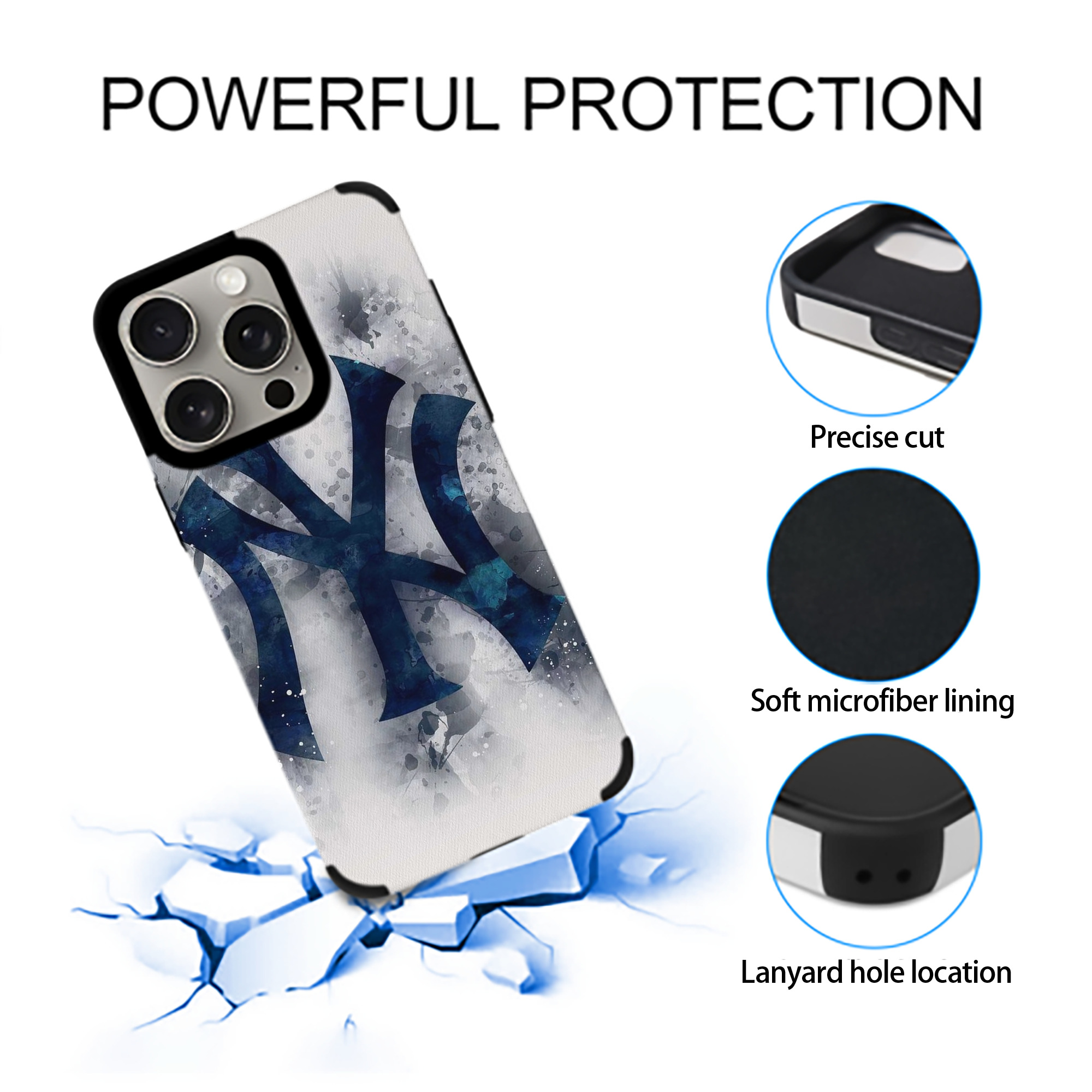 New York Yankees 170 IPhone 15 Pro Max PU Leather Case – Soft Lining, 360° Protection – Precise Fit, 3D Buttons, Easy Charging – Anti-Yellowing, Easy To Clean