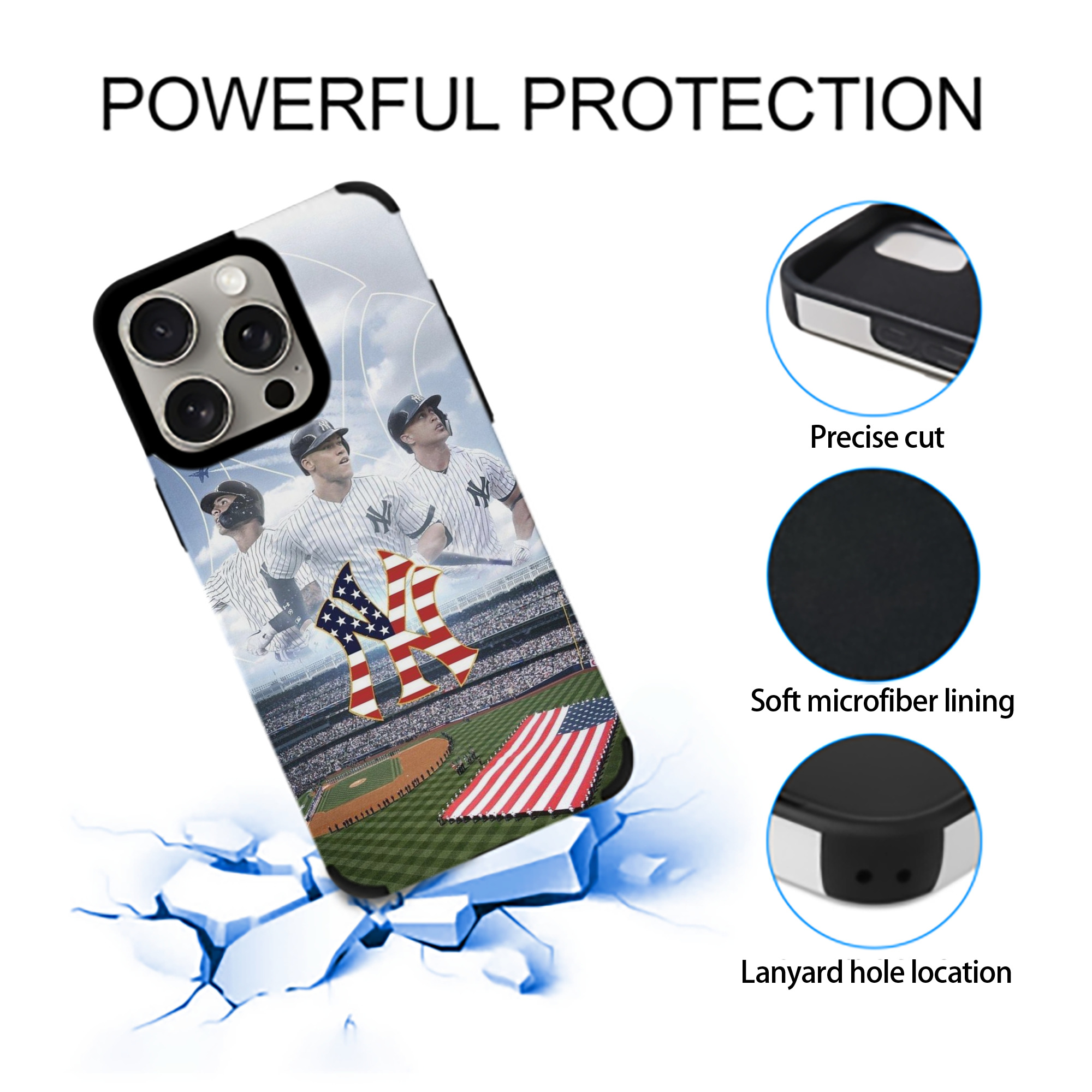 New York Yankees 161 IPhone 15 Pro Max PU Leather Case – Soft Lining, 360° Protection – Precise Fit, 3D Buttons, Easy Charging – Anti-Yellowing, Easy To Clean