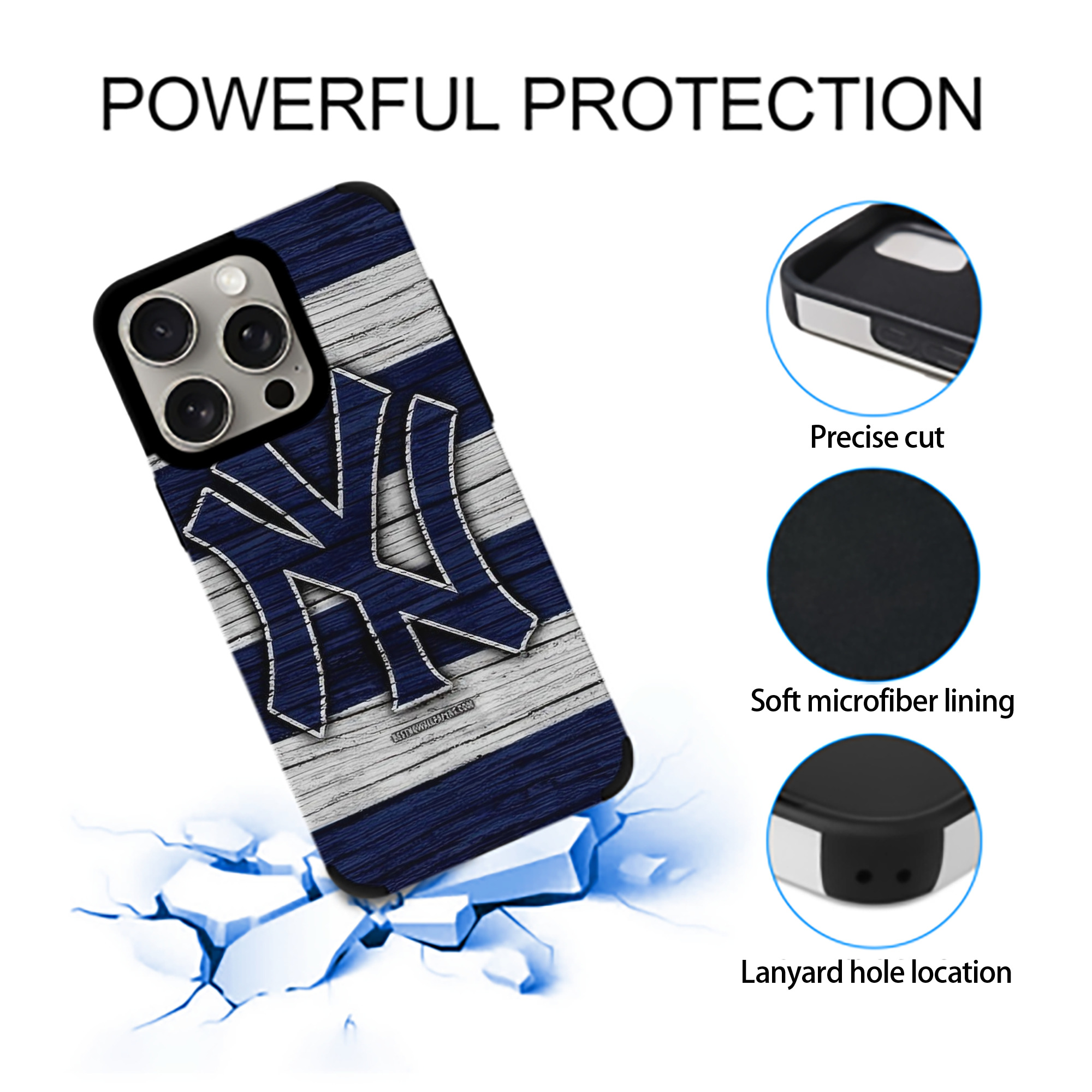 New York Yankees 187 IPhone 15 Pro Max PU Leather Case – Soft Lining, 360° Protection – Precise Fit, 3D Buttons, Easy Charging – Anti-Yellowing, Easy To Clean