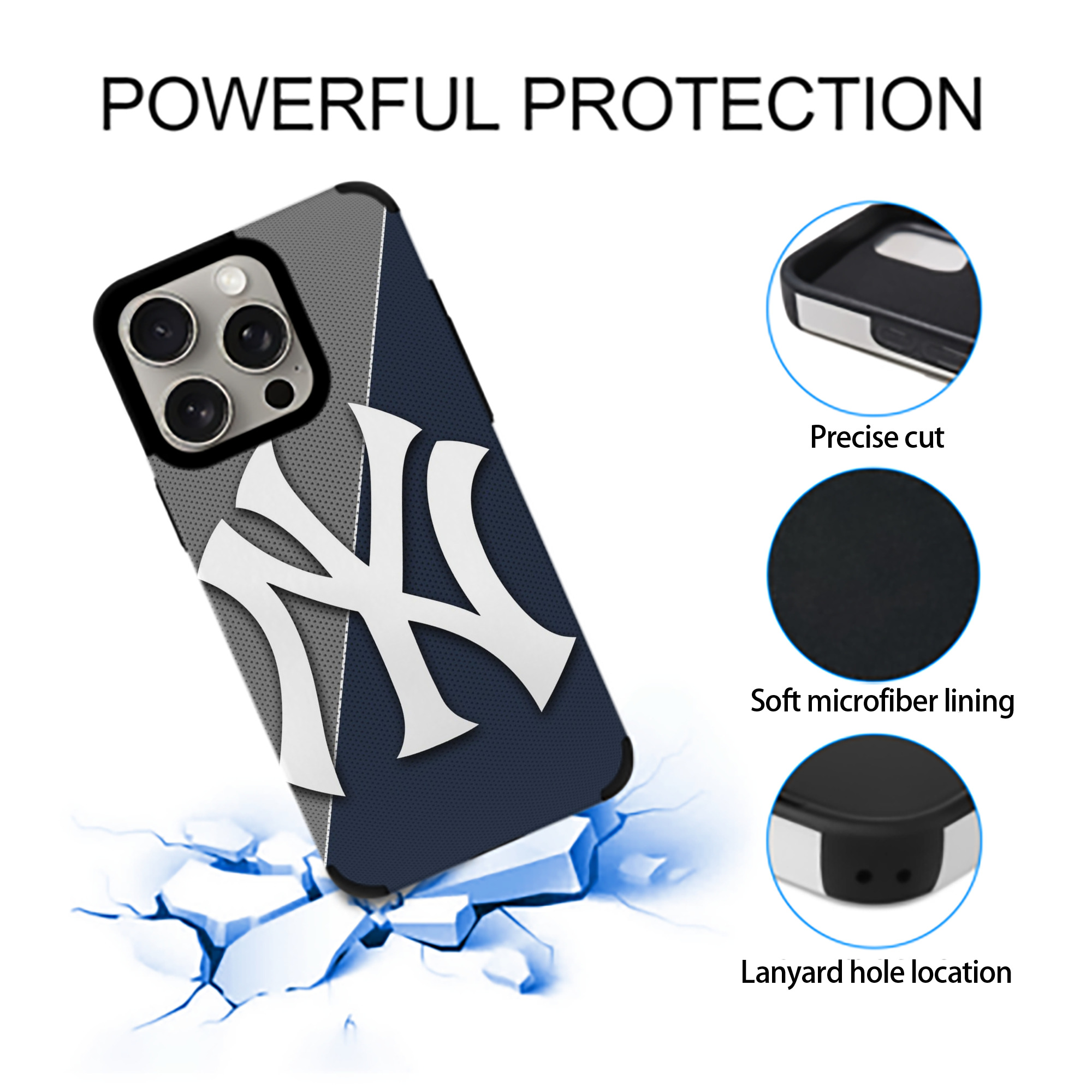 New York Yankees 177 IPhone 15 Pro Max PU Leather Case – Soft Lining, 360° Protection – Precise Fit, 3D Buttons, Easy Charging – Anti-Yellowing, Easy To Clean