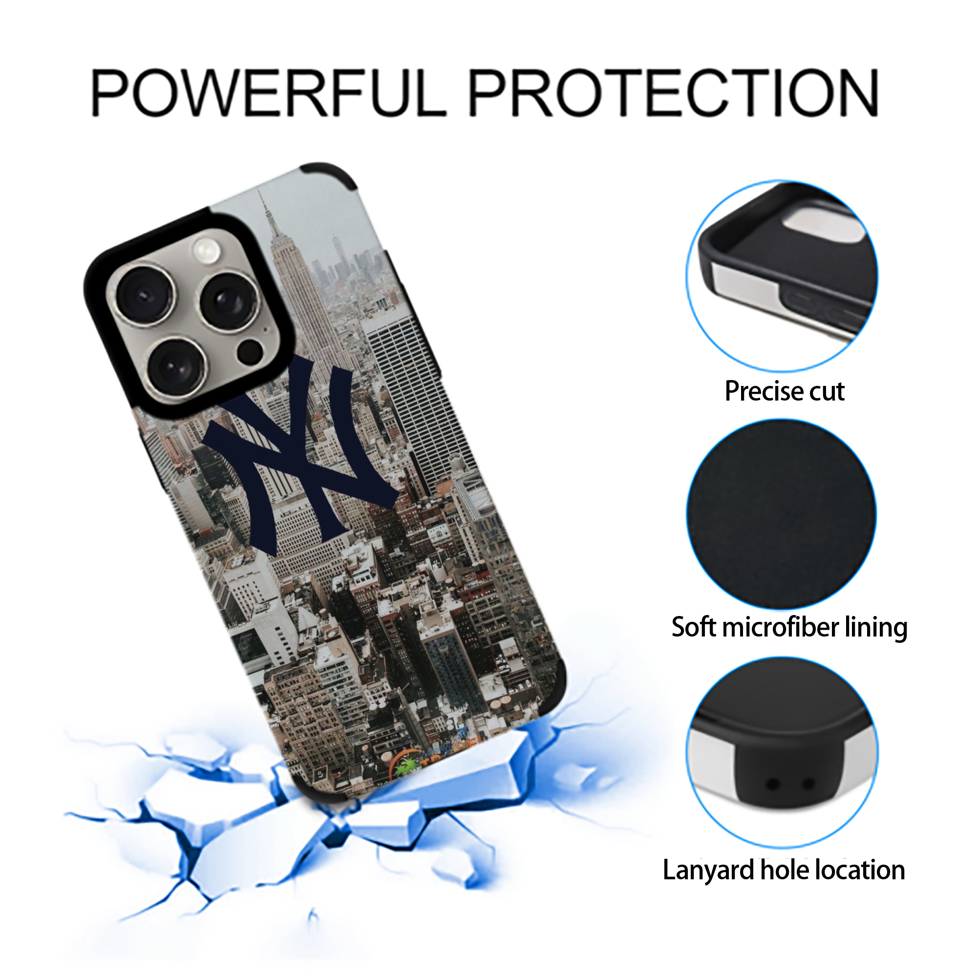 New York Yankees 171 IPhone 15 Pro Max PU Leather Case – Soft Lining, 360° Protection – Precise Fit, 3D Buttons, Easy Charging – Anti-Yellowing, Easy To Clean