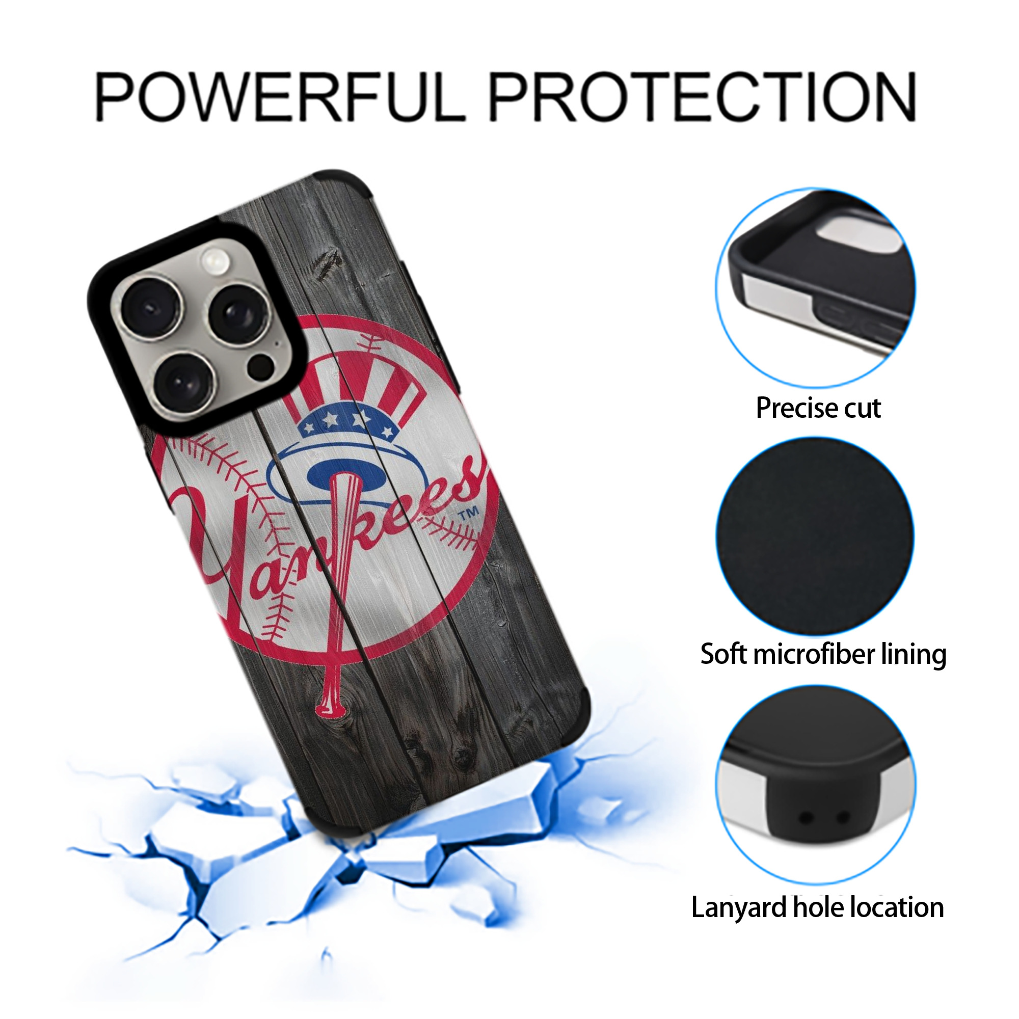 New York Yankees 189 IPhone 15 Pro Max PU Leather Case – Soft Lining, 360° Protection – Precise Fit, 3D Buttons, Easy Charging – Anti-Yellowing, Easy To Clean