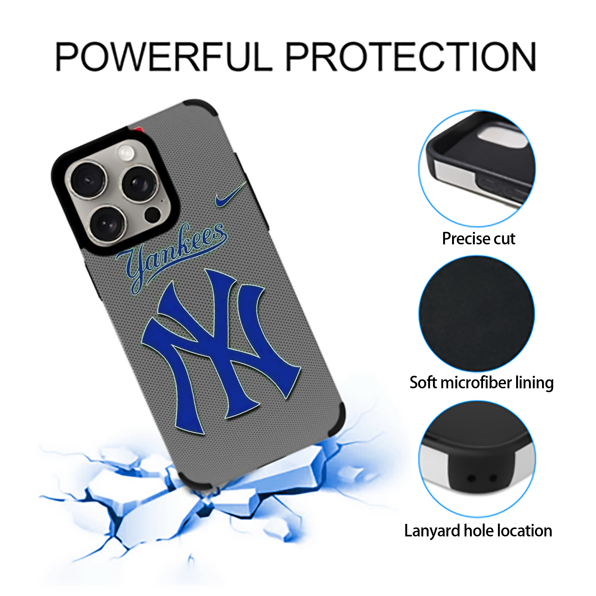 New York Yankees 180 IPhone 15 Pro Max PU Leather Case – Soft Lining, 360° Protection – Precise Fit, 3D Buttons, Easy Charging – Anti-Yellowing, Easy To Clean