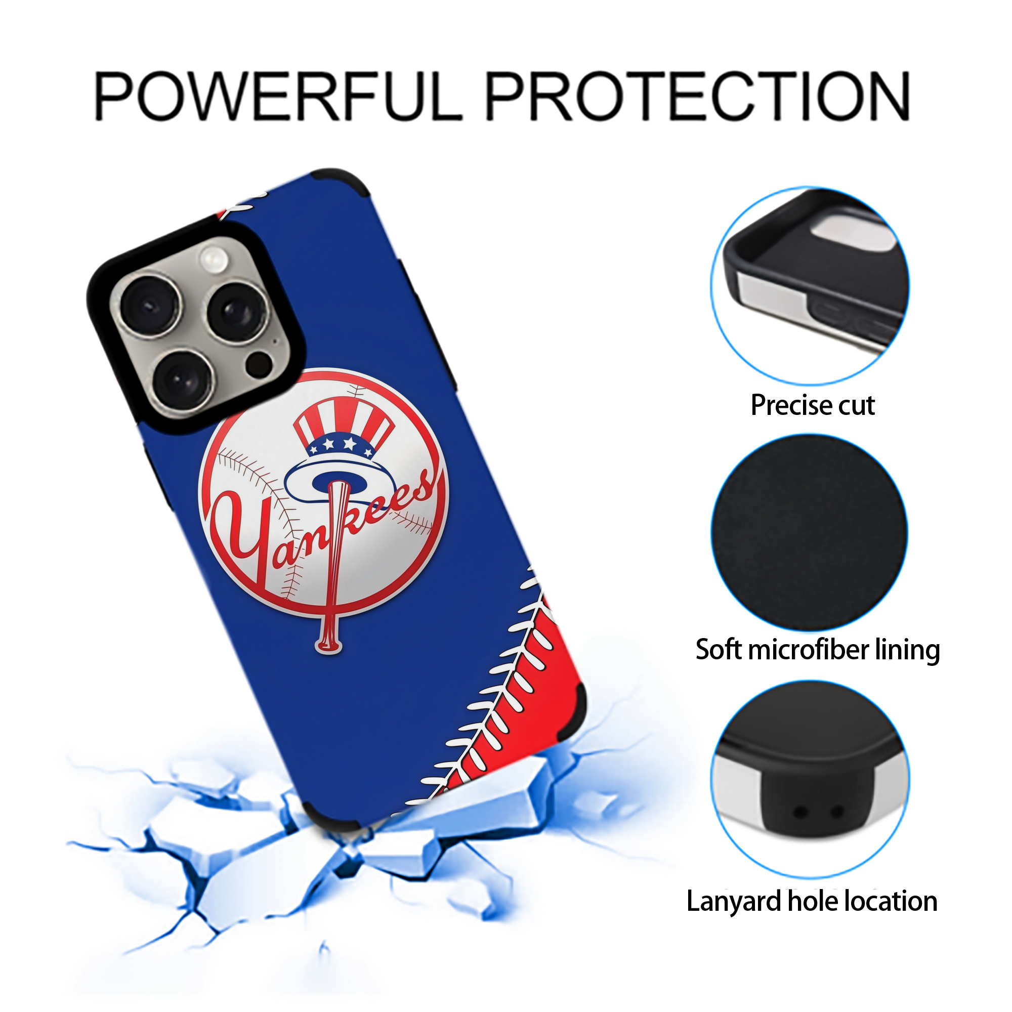 New York Yankees 203 IPhone 15 Pro Max PU Leather Case – Soft Lining, 360° Protection – Precise Fit, 3D Buttons, Easy Charging – Anti-Yellowing, Easy To Clean